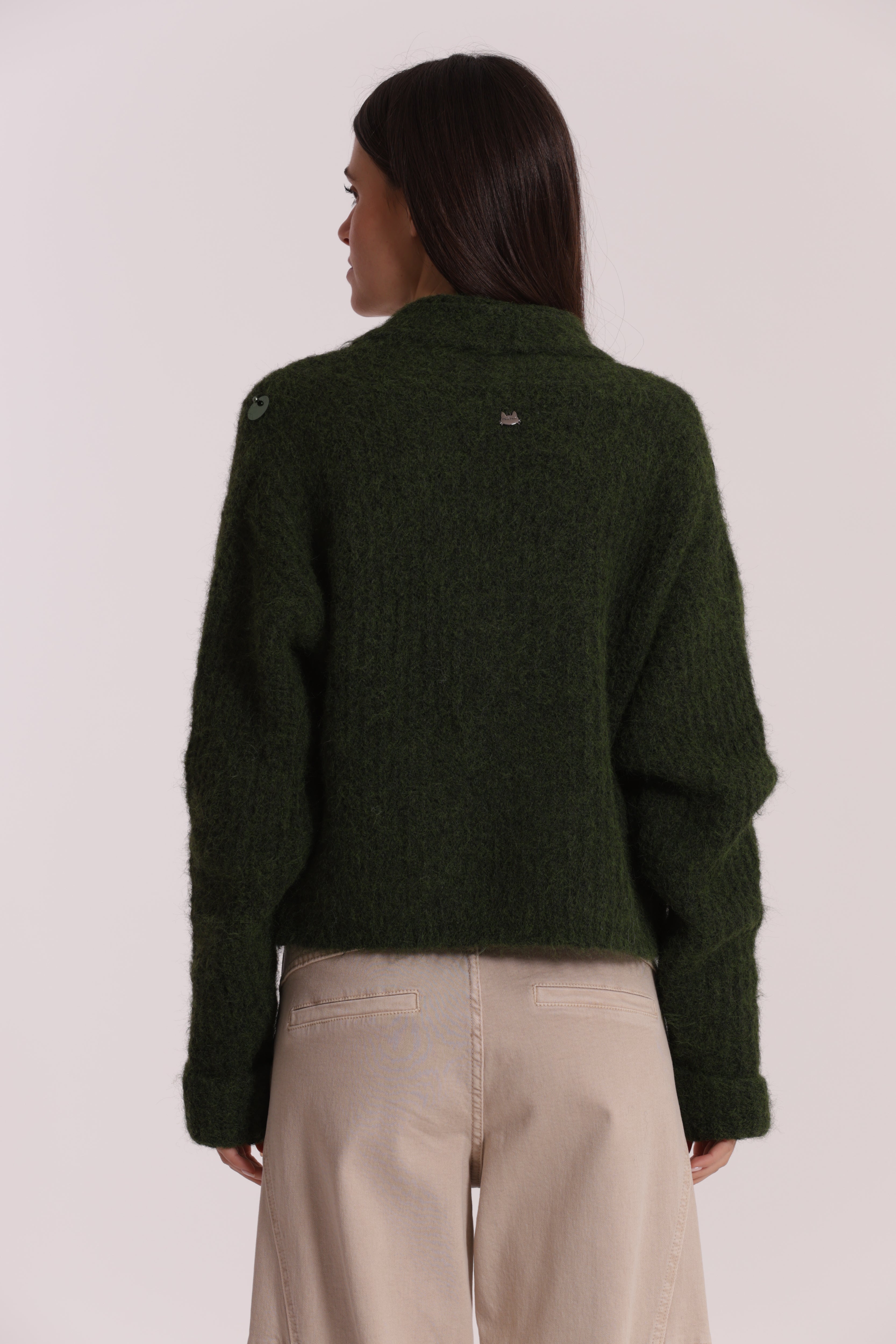 Mimi Mua Maglia Cardigan Incrociata Paillettes Nero