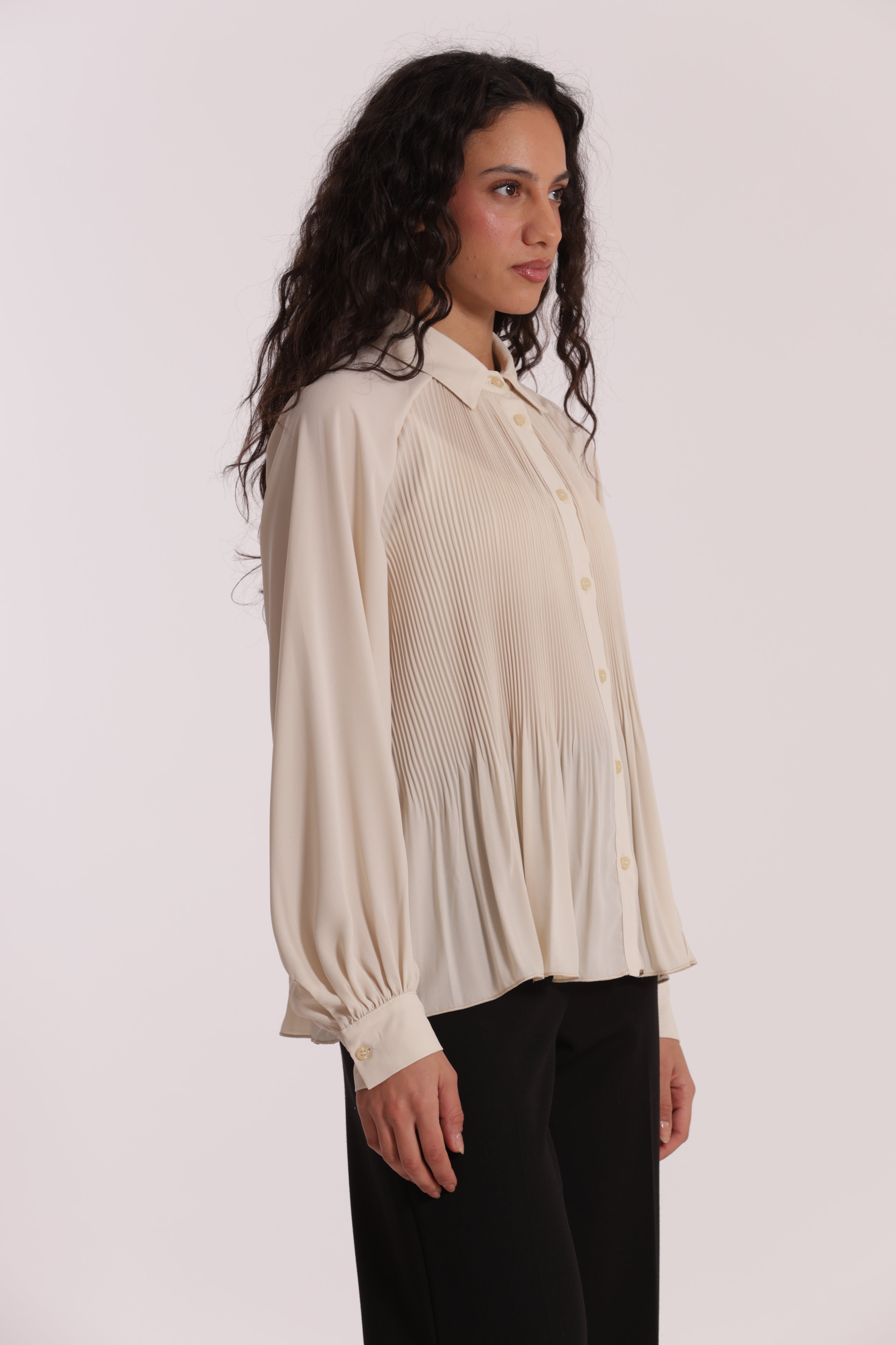 Mimi Mua Camicia Plissè Nera