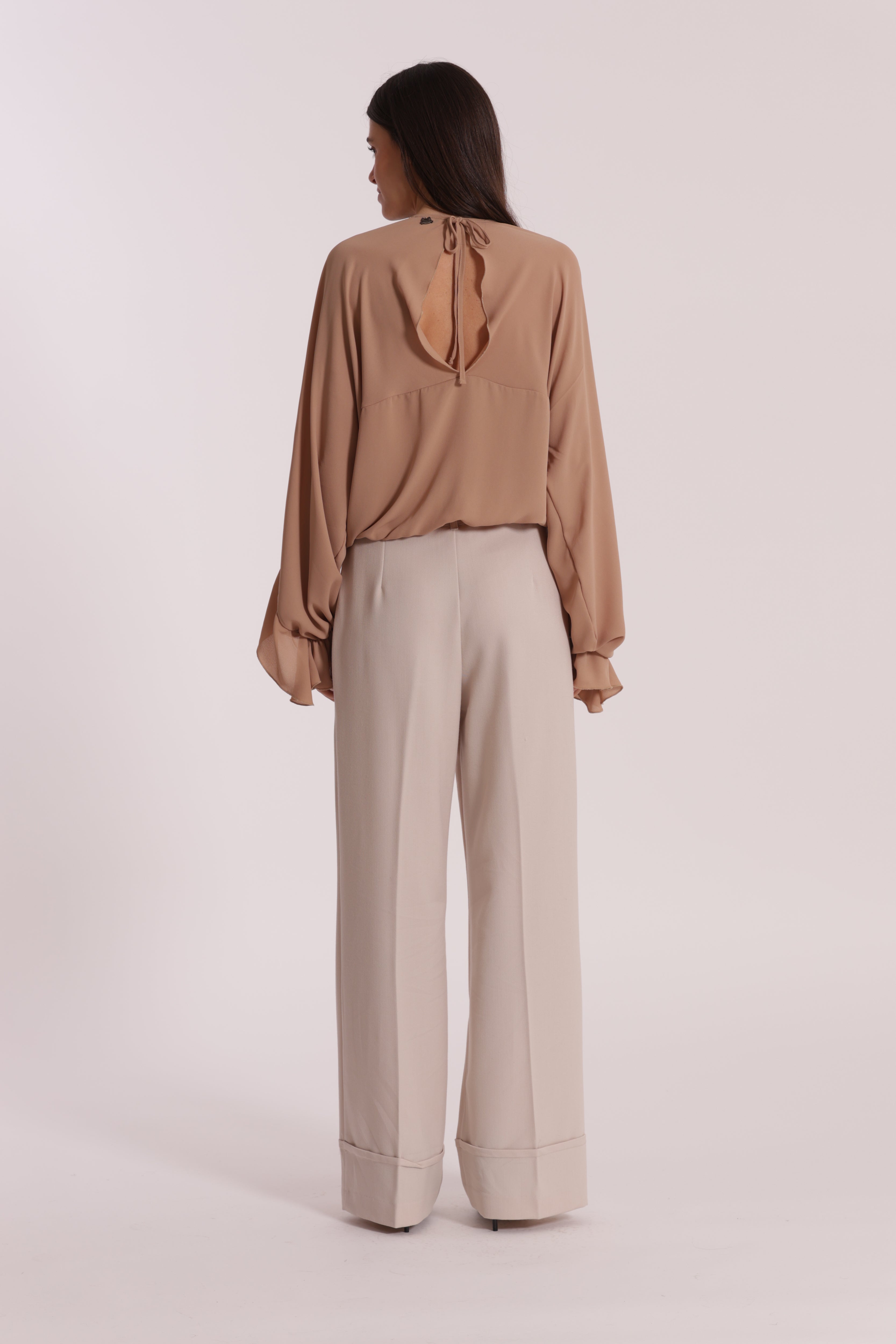 Mimi Mua Cropped pantalone nero con cintura