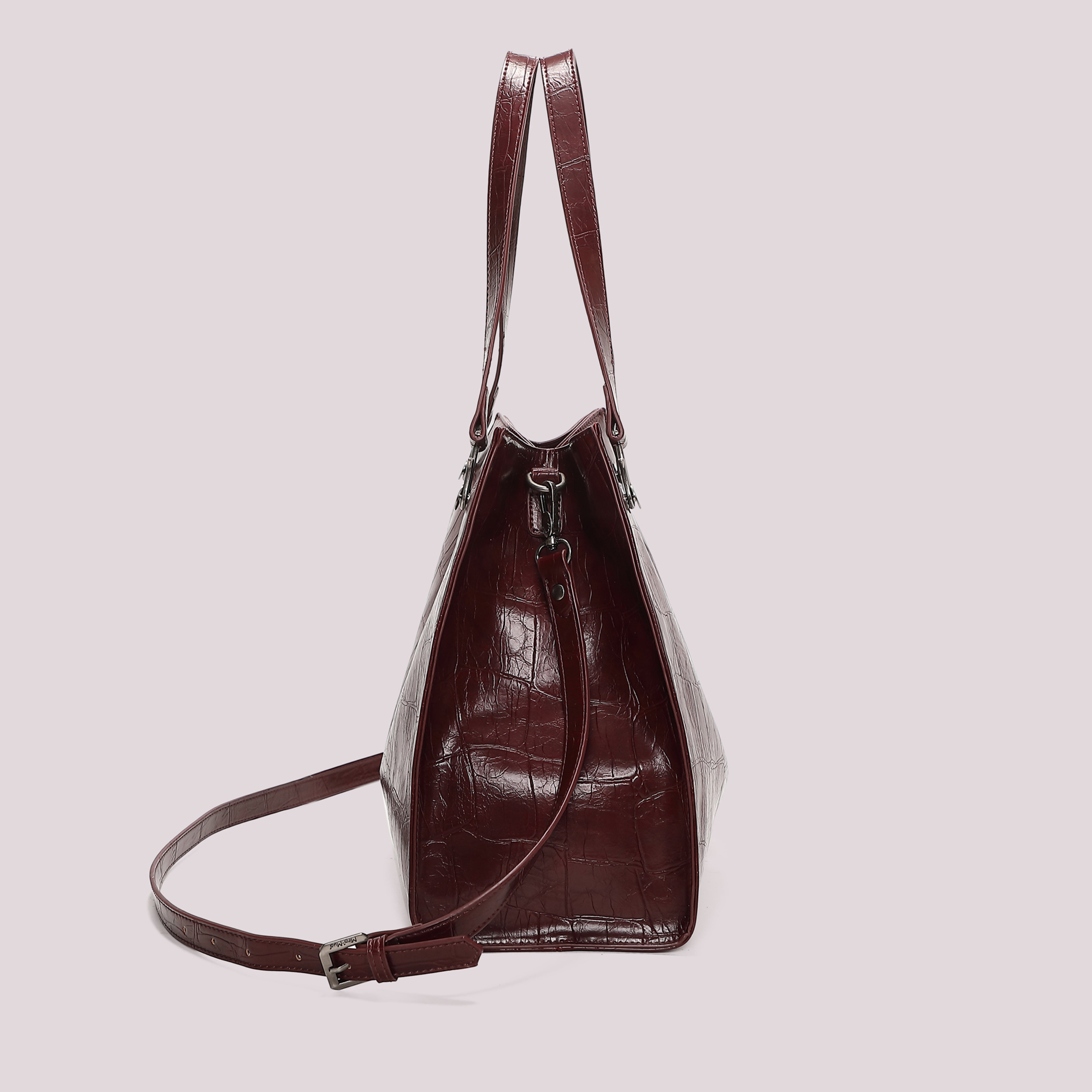 Mimi Mua Borsa Shopping Effetto Cocco Nero 36 cm