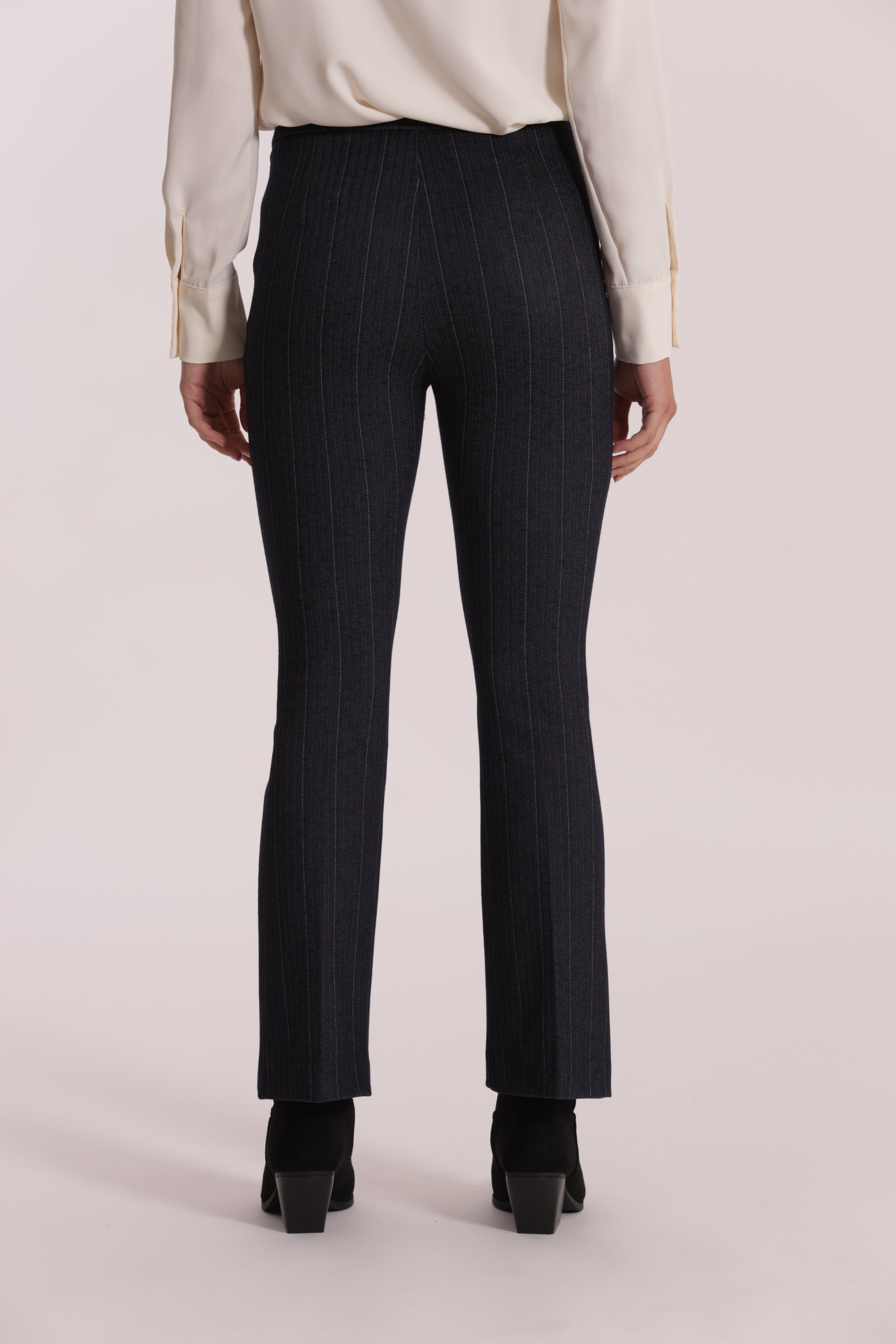 Mimi Mua Pantalone Flare Punto Milano Effetto Jeans Blu