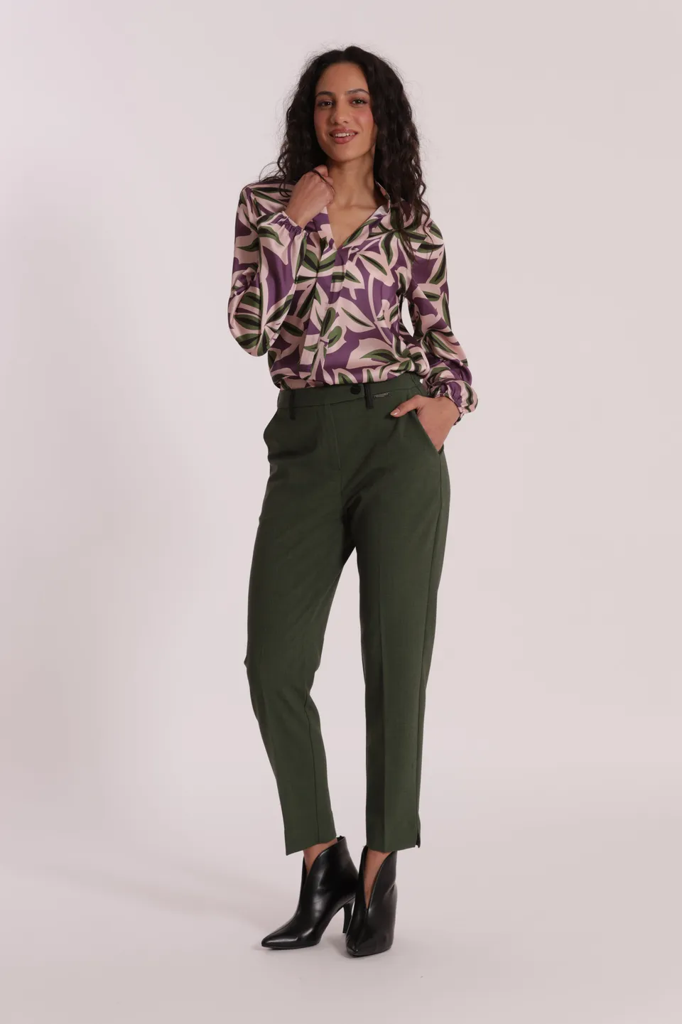 Mimi Mua Pantalone Sigaretta Fiammato verde