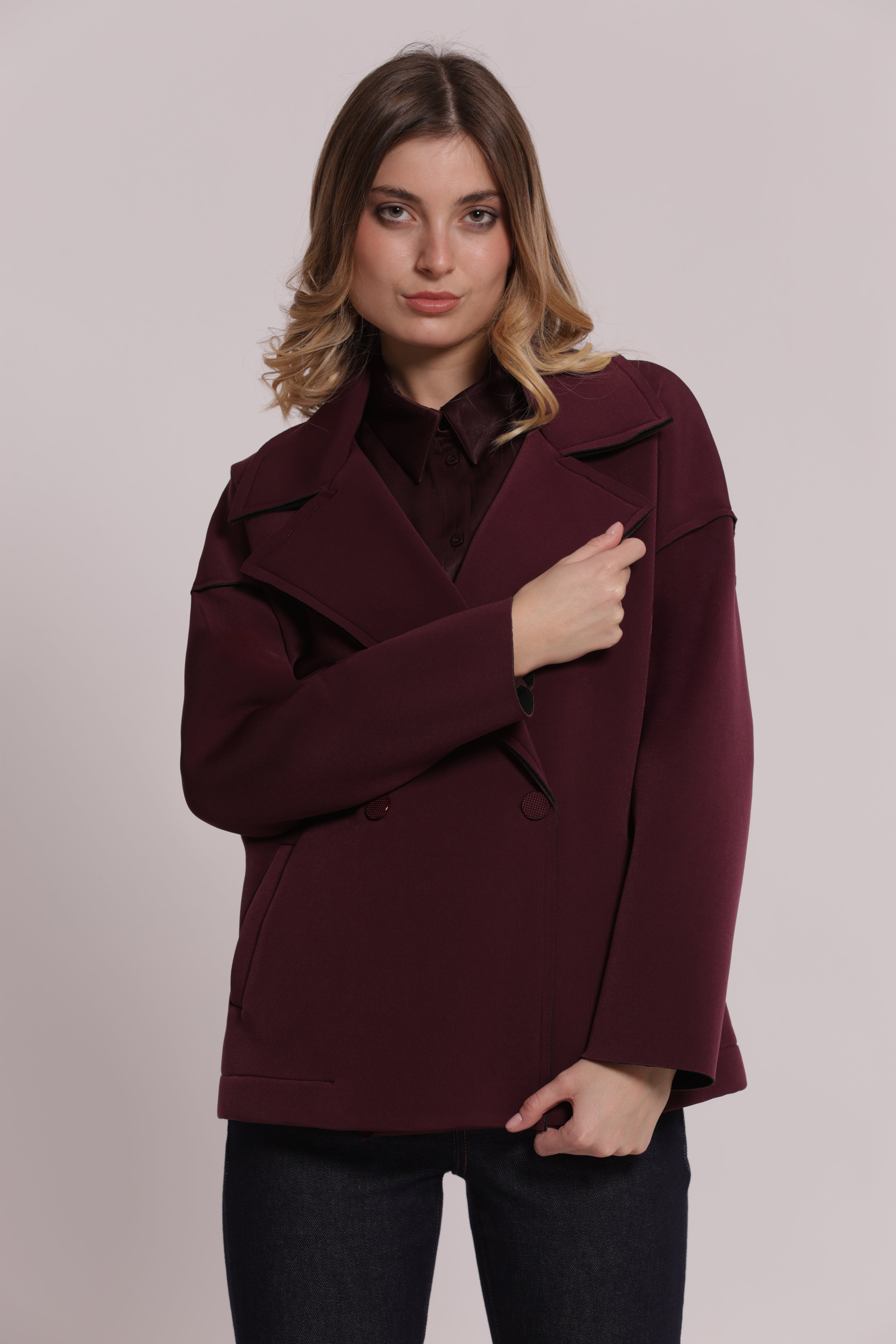 Mimi Mua Giaccone Corto in Neoprene Giacca Moro