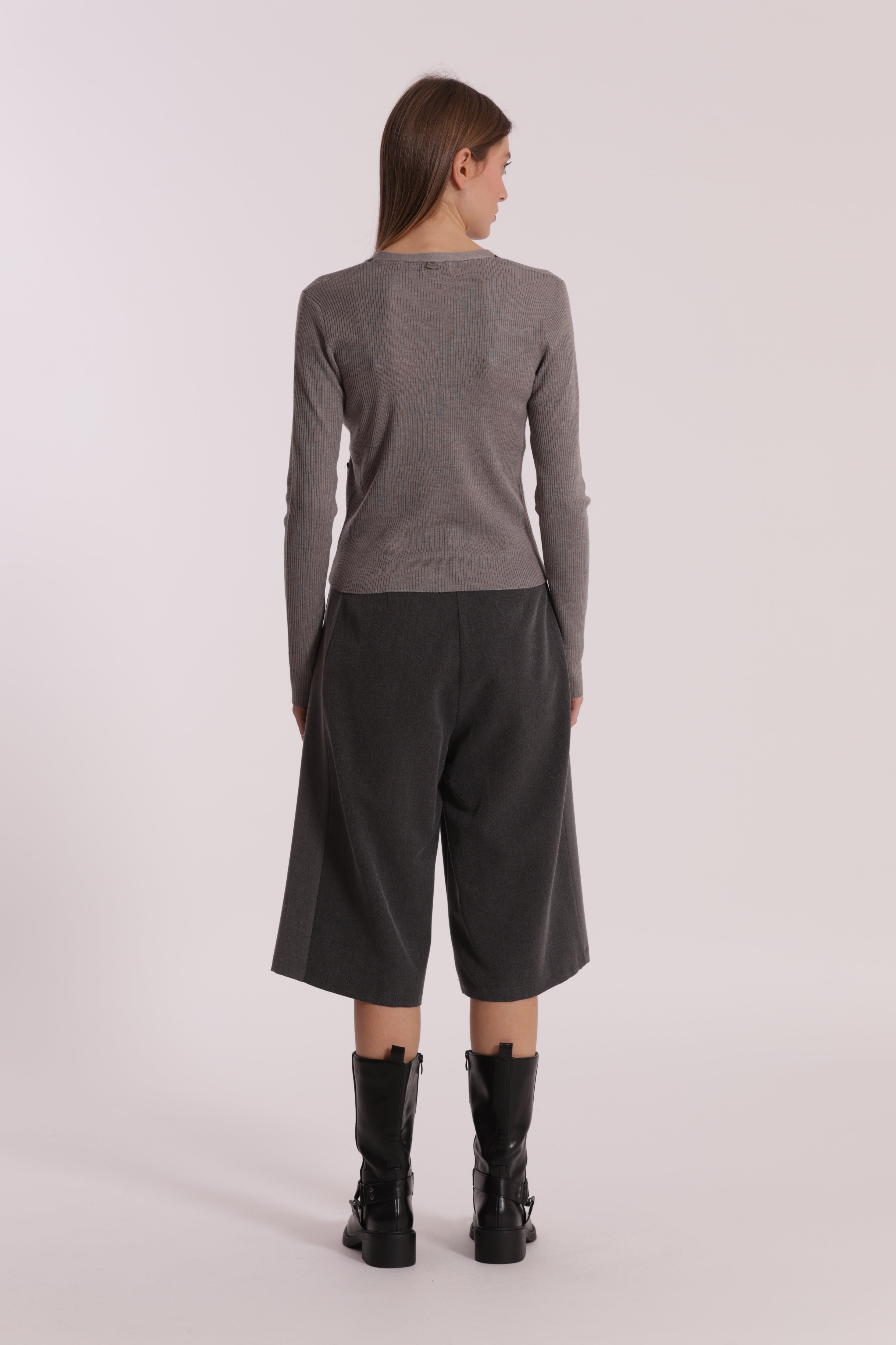Mimi Mua Pantalone Bermuda Color Block grigio blu