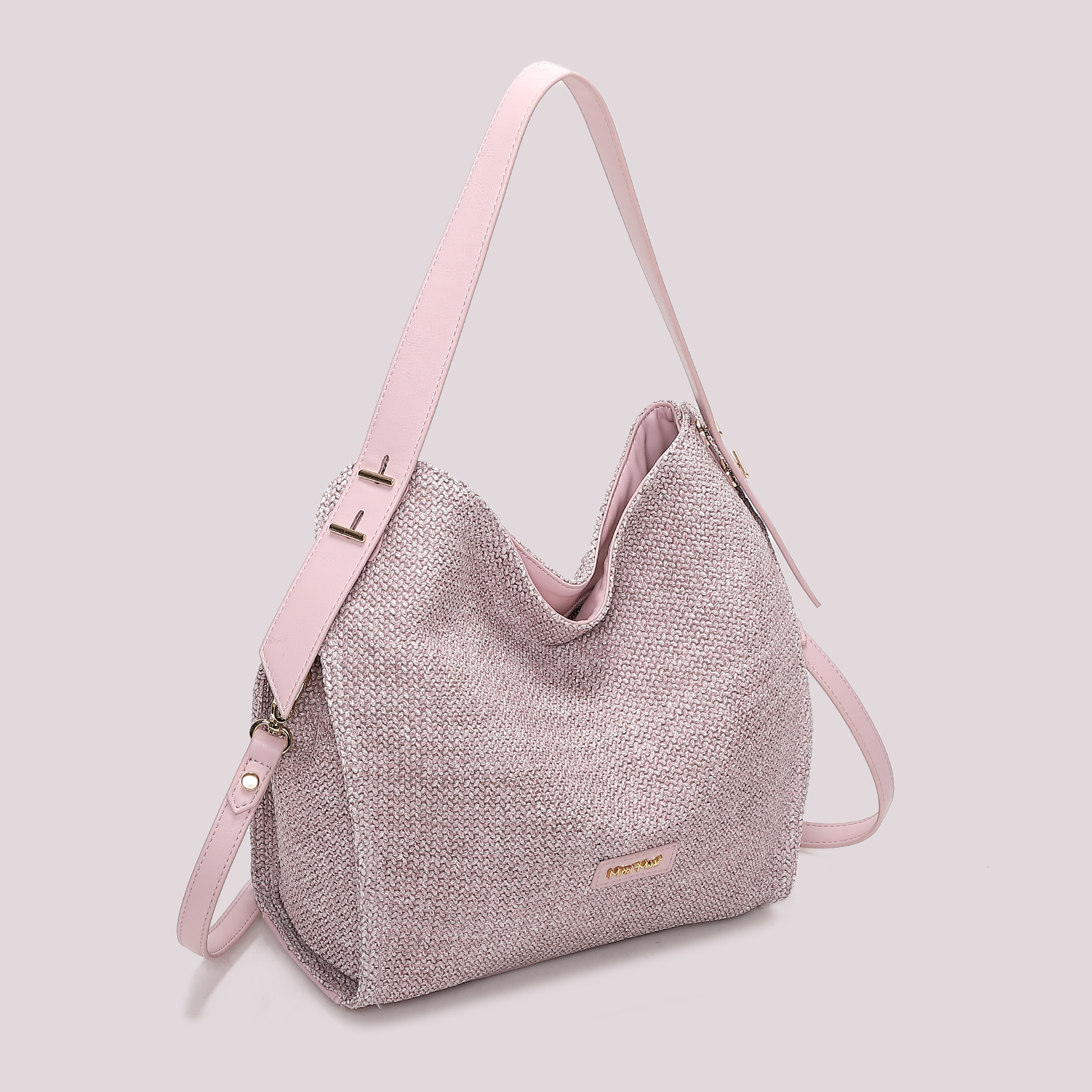 Mimi Mua Borsa Hobo in Paglia Beige Estate