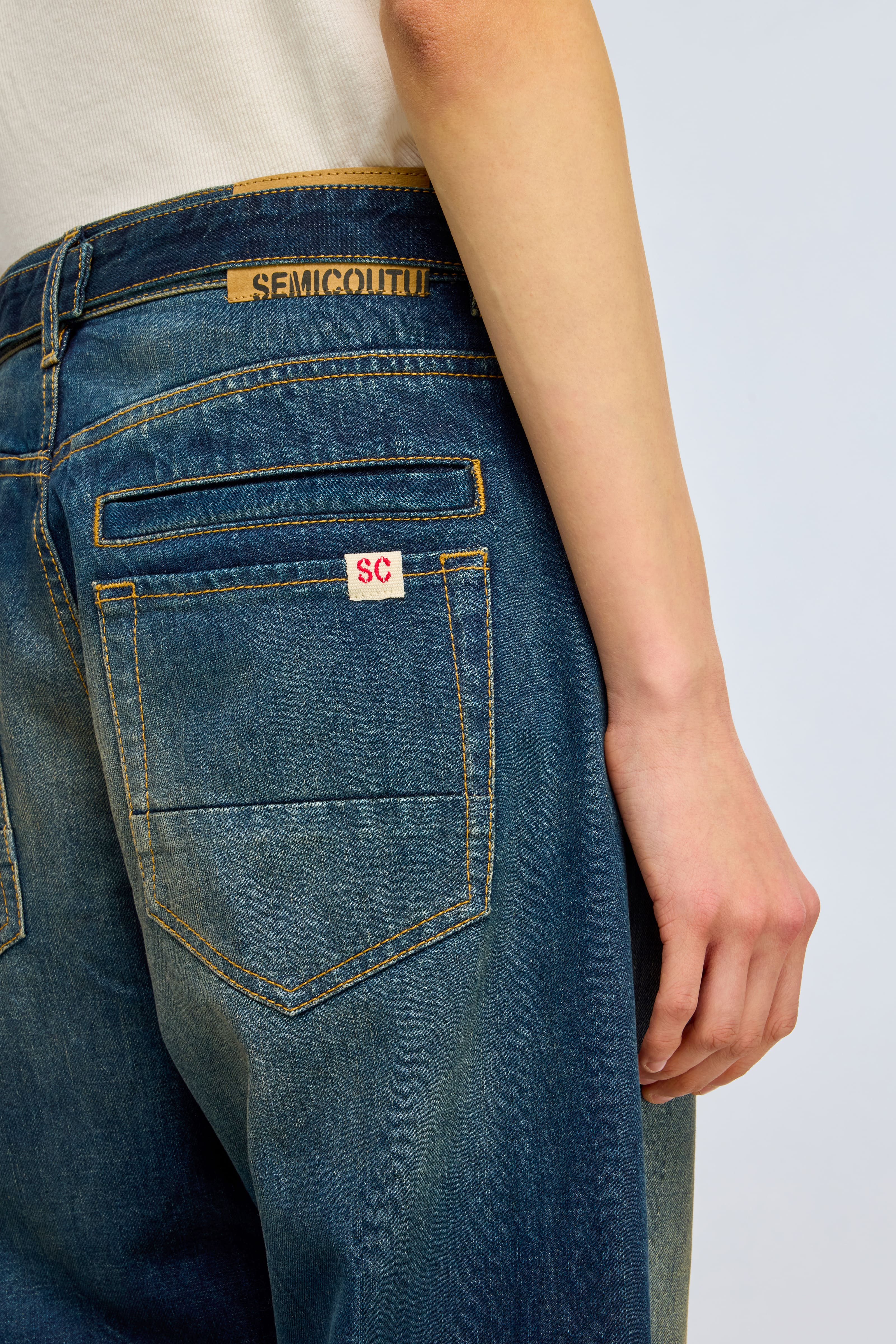 Semicouture Cynthia Jeans Wide Stone Wash Denim