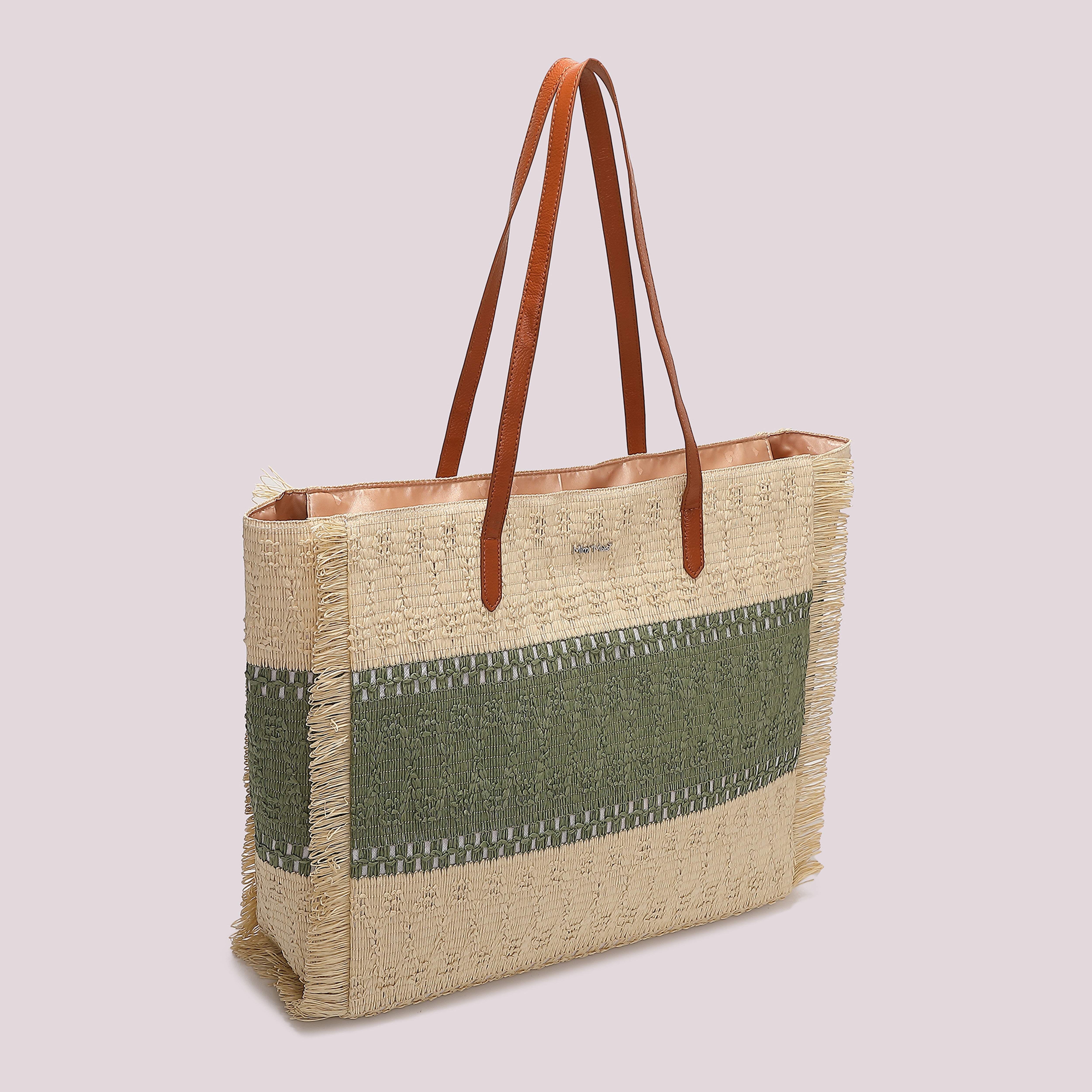 Mimi Mua Shopper borsa caffè striscia colorata