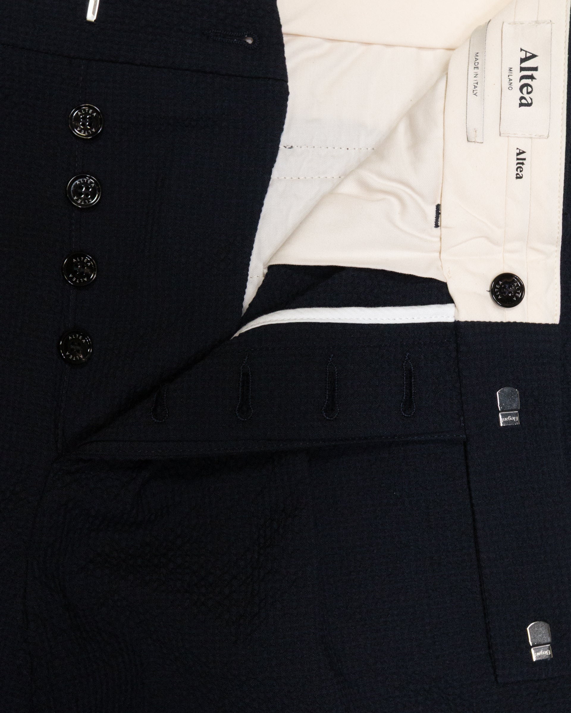 Altea Randall pantalone chino seersucker cotone blu navy