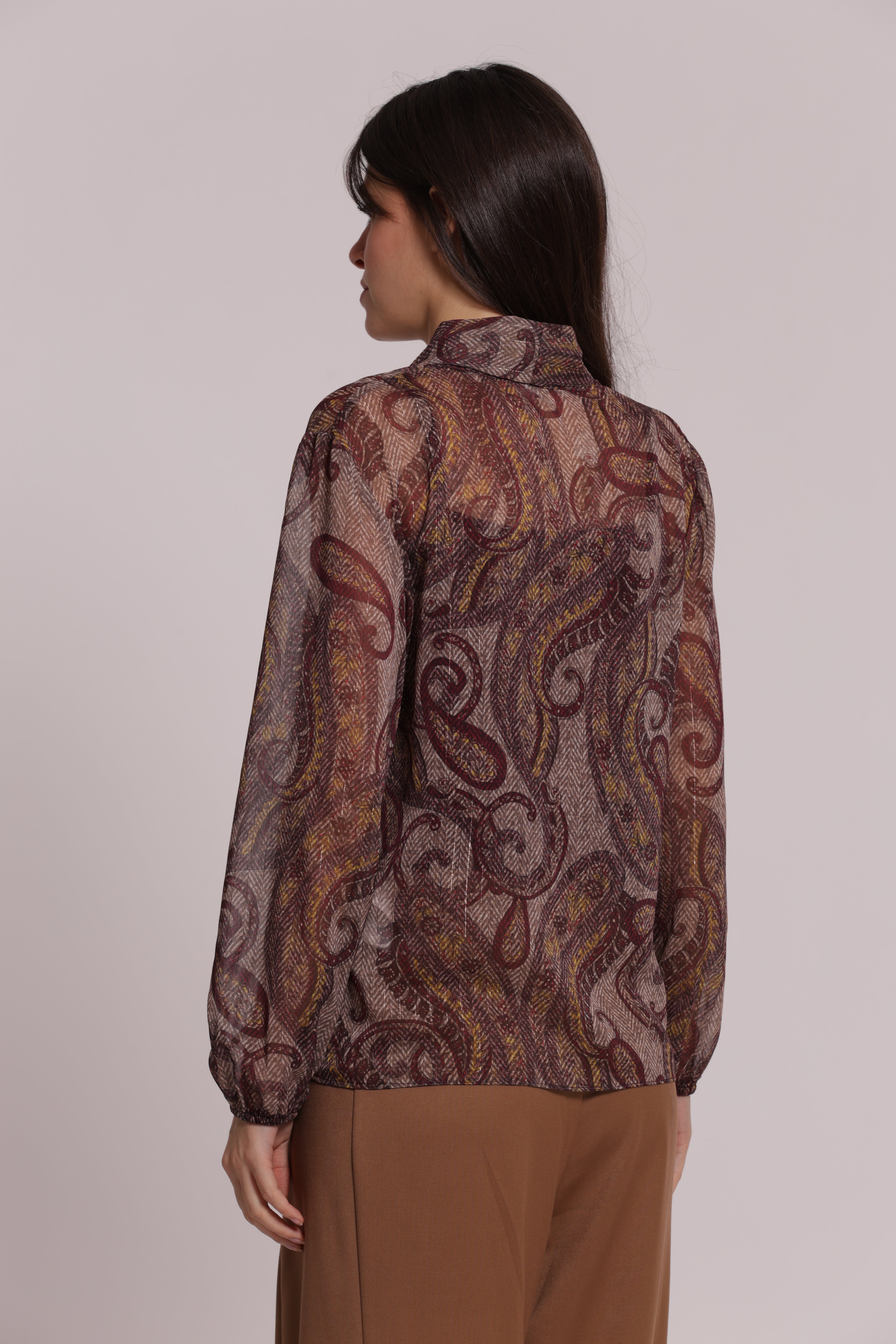 Mimi Mua Blusa Paisley Scollo a V blusa prugna