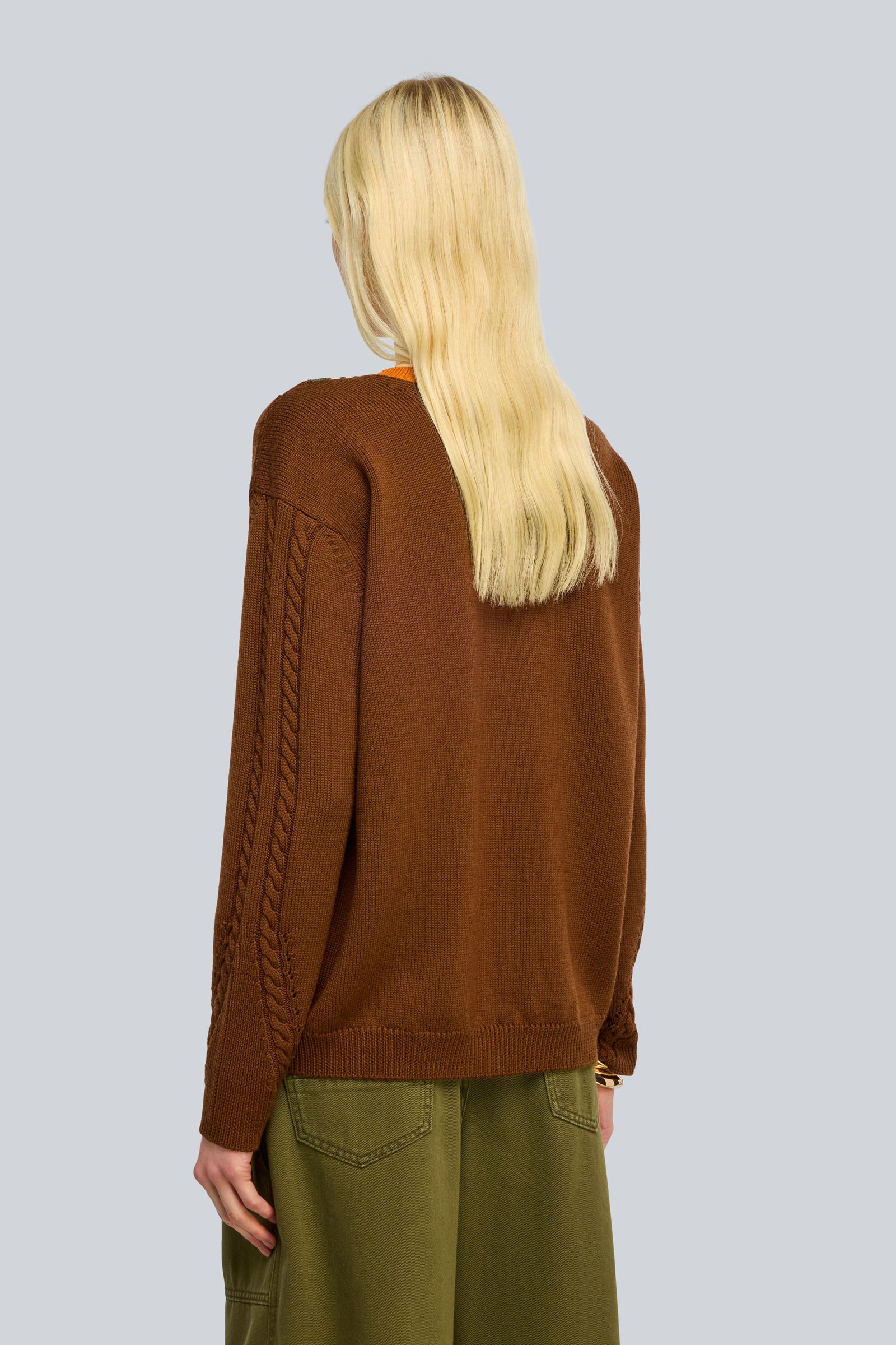 Semicouture Carley maglia scollo V cammello