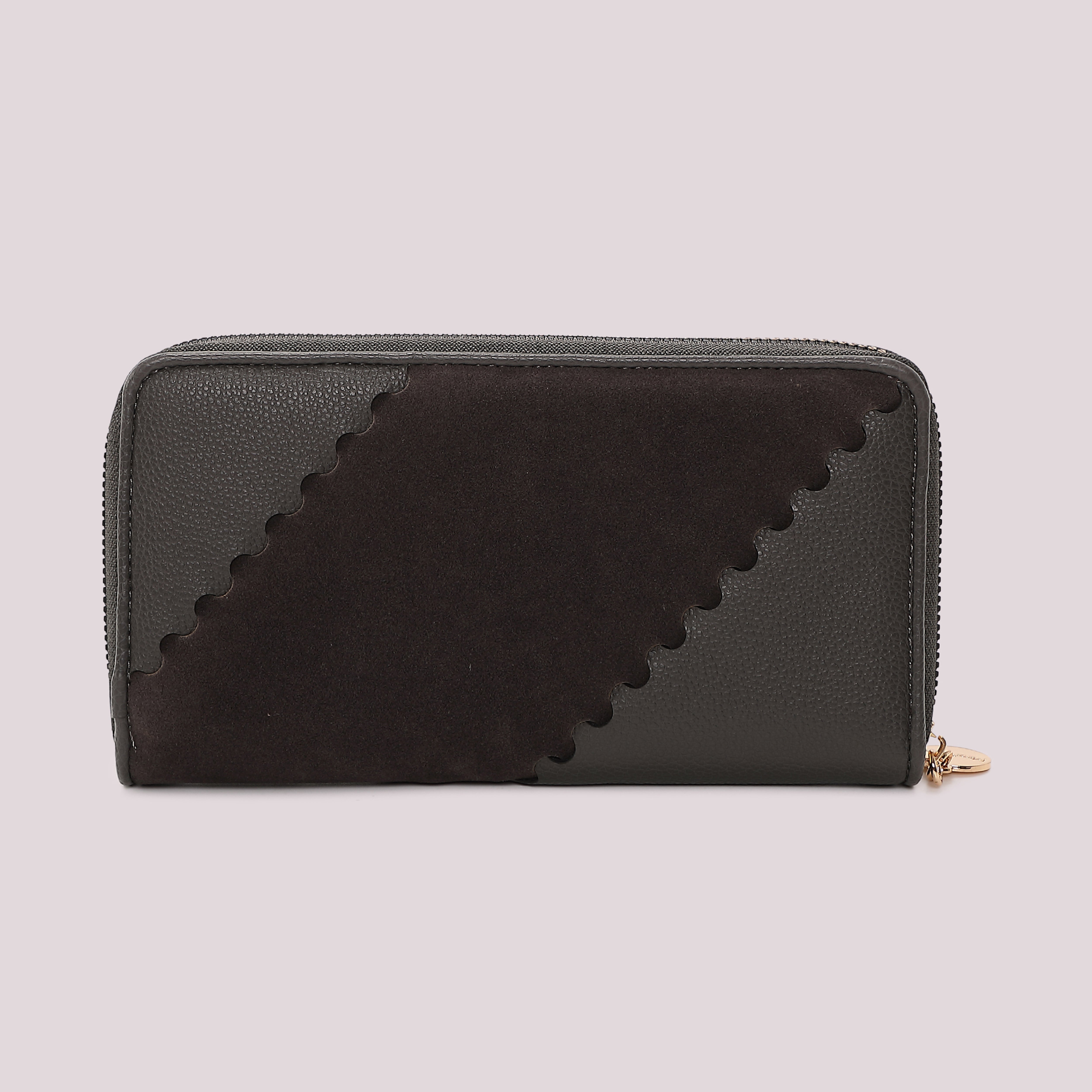 Mimi Mua Portafoglio Grande Patch Effetto Camoscio Nero