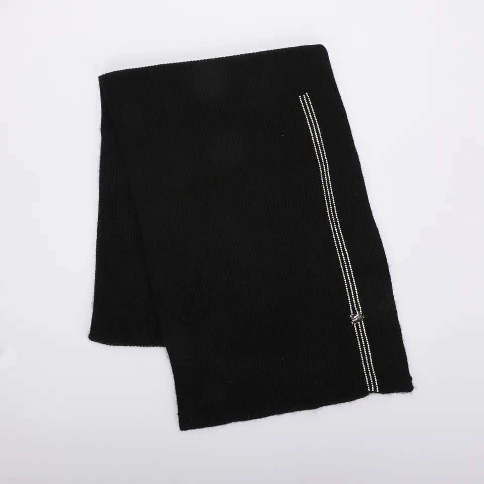 Mimi Mua Sciarpa con 3 Strisce di Strass nera