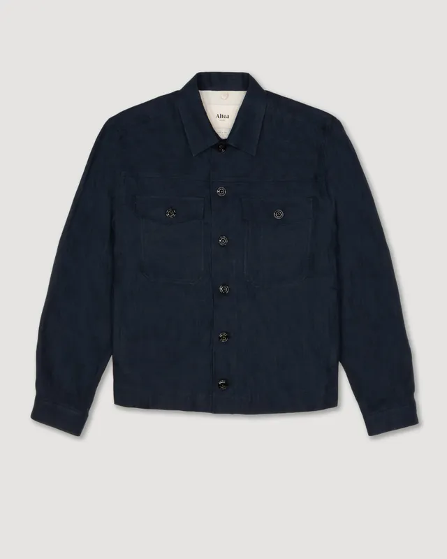 Altea Mitchell overshirt blu navy lino sfoderata