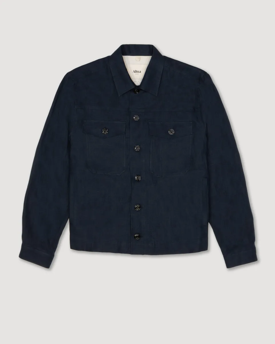 Altea Mitchell overshirt blu navy lino sfoderata