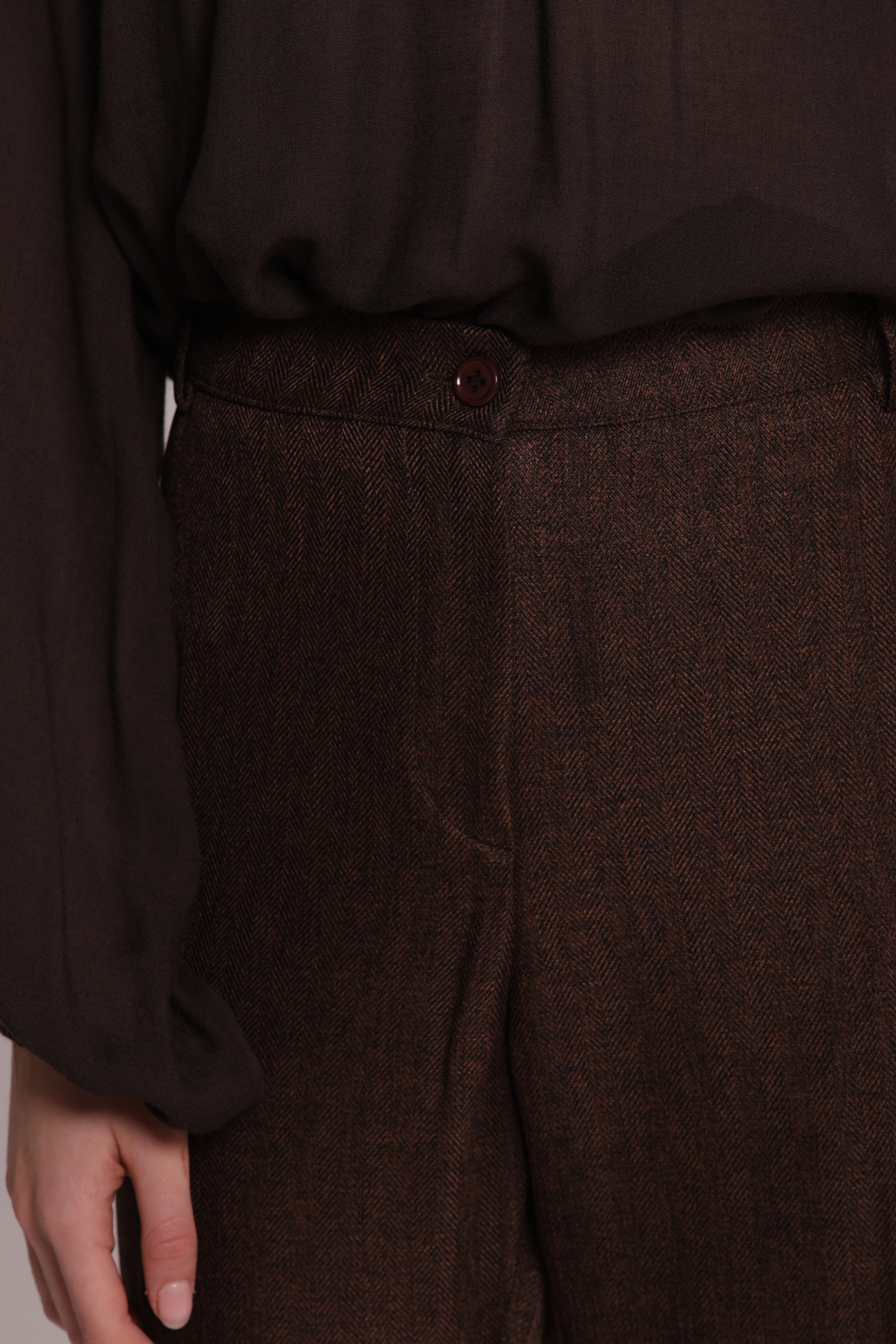 Mimi Mua Pantalone Sigaretta Tweed Moro