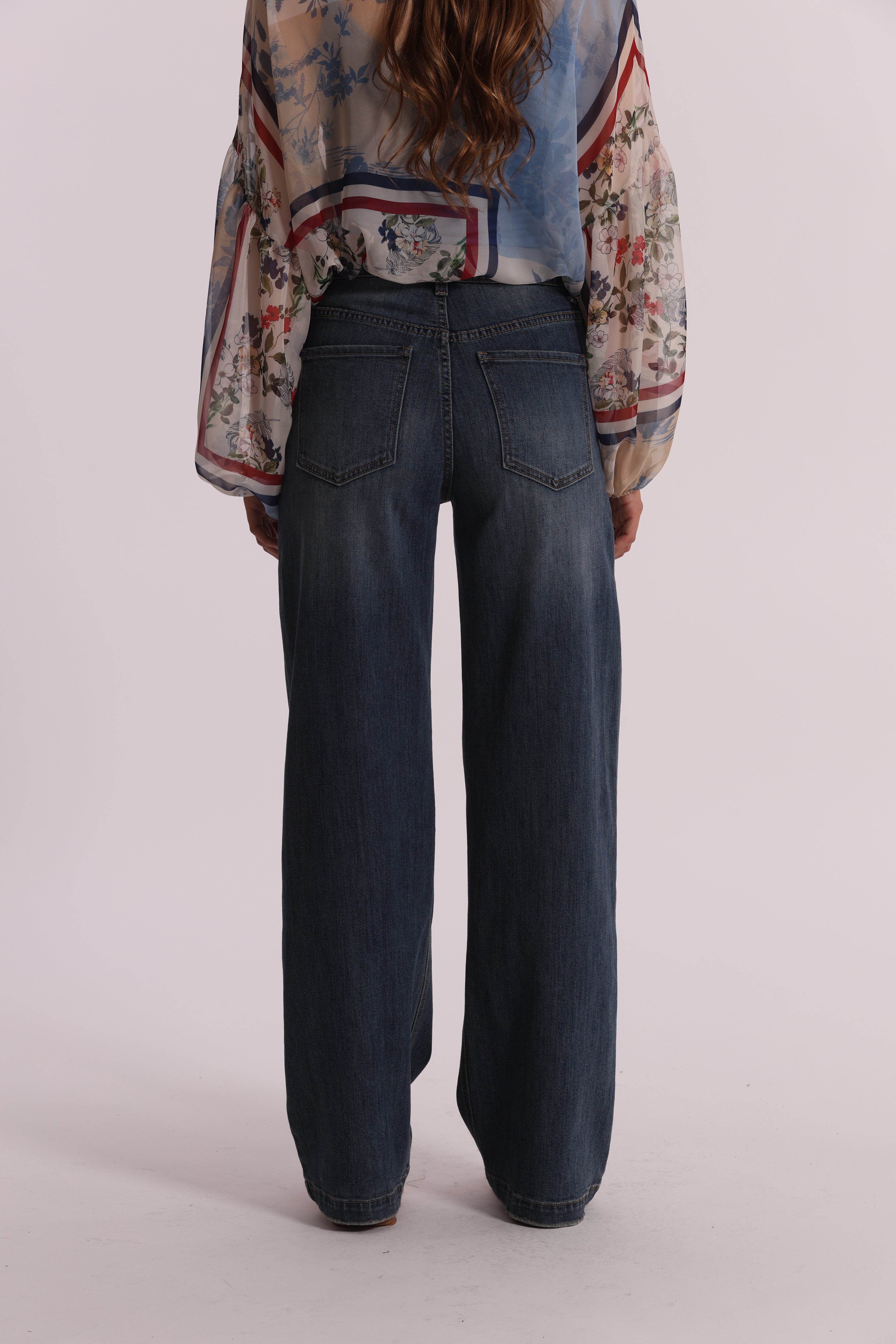 Mimi Mua Jeans Vita Alta jeans wide leg blu chiaro
