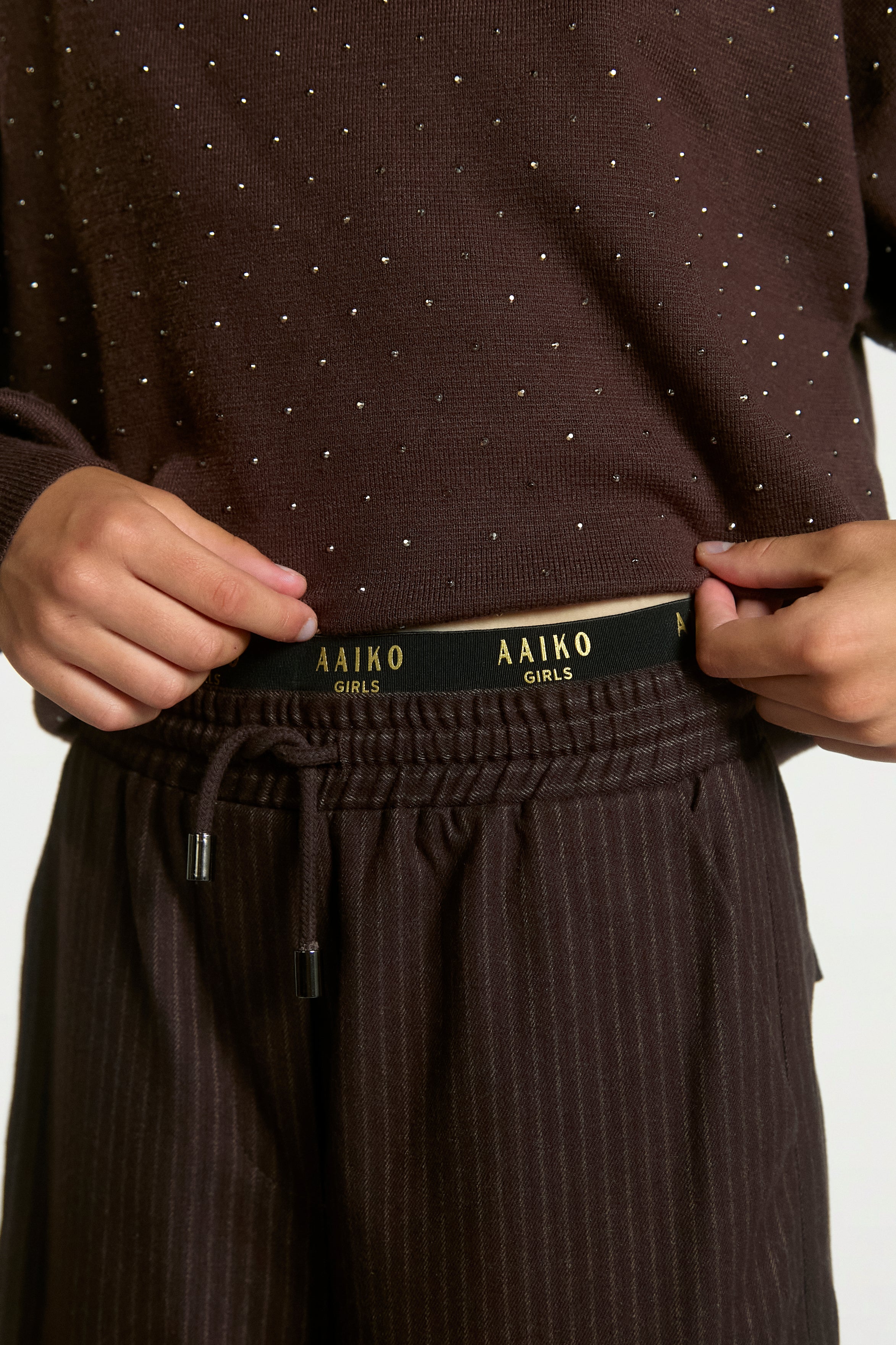 Aaiko Esila pantaloni marrone gessati ragazza