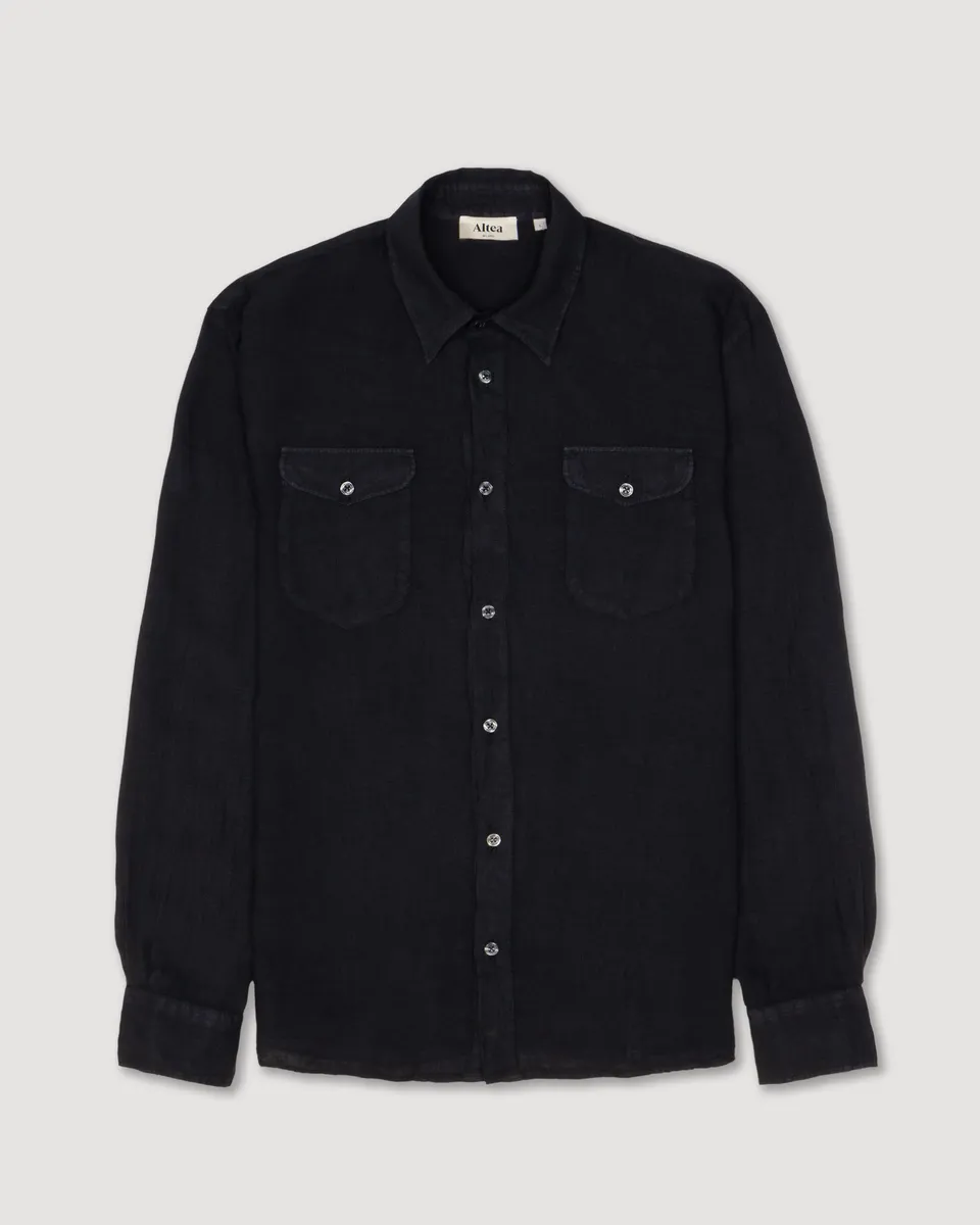 Altea Dallas camicia in lino blu navy over