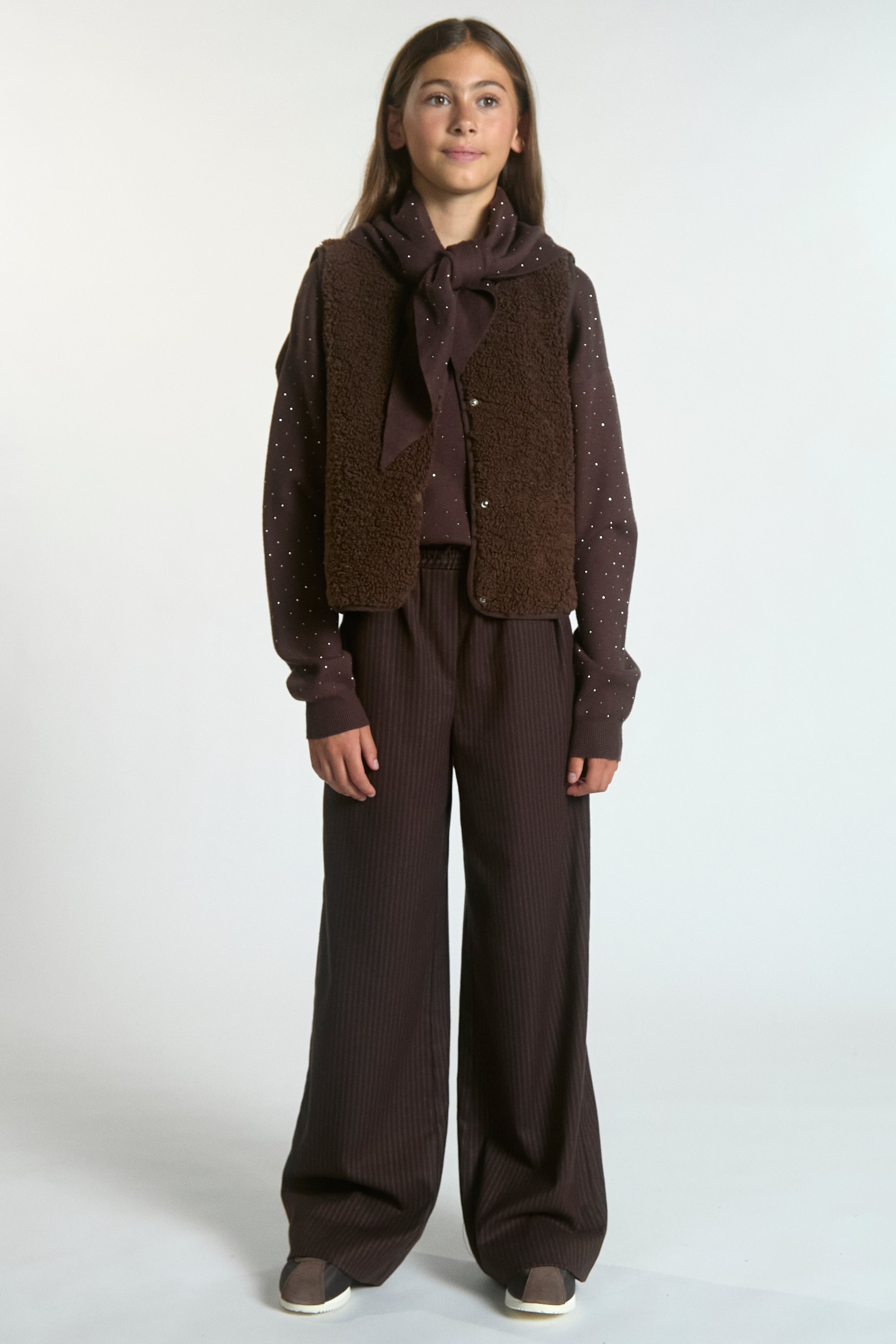 Aaiko Esila pantaloni marrone gessati ragazza