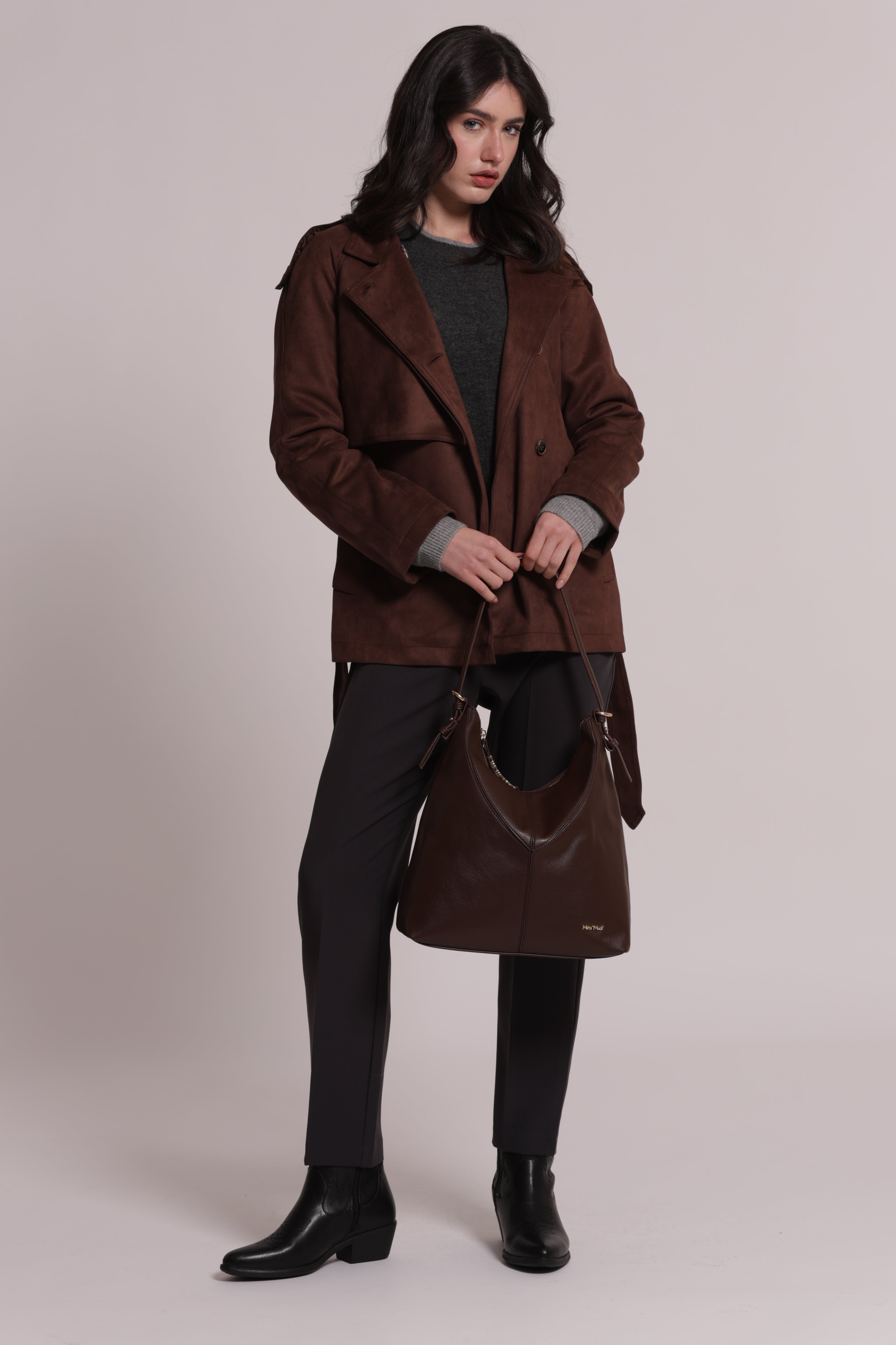 Mimi Mua Borsa Sacca Lettere Zip Nera 30cm
