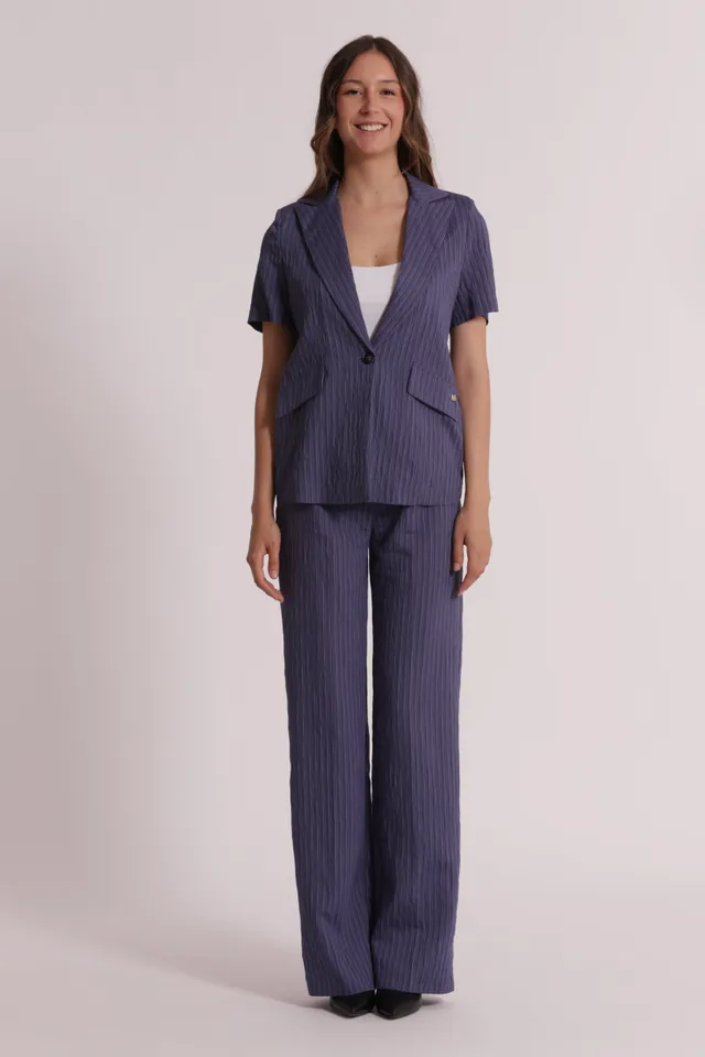 Mimi Mua Pantalone Palazzo Righe Bordeaux Elastico