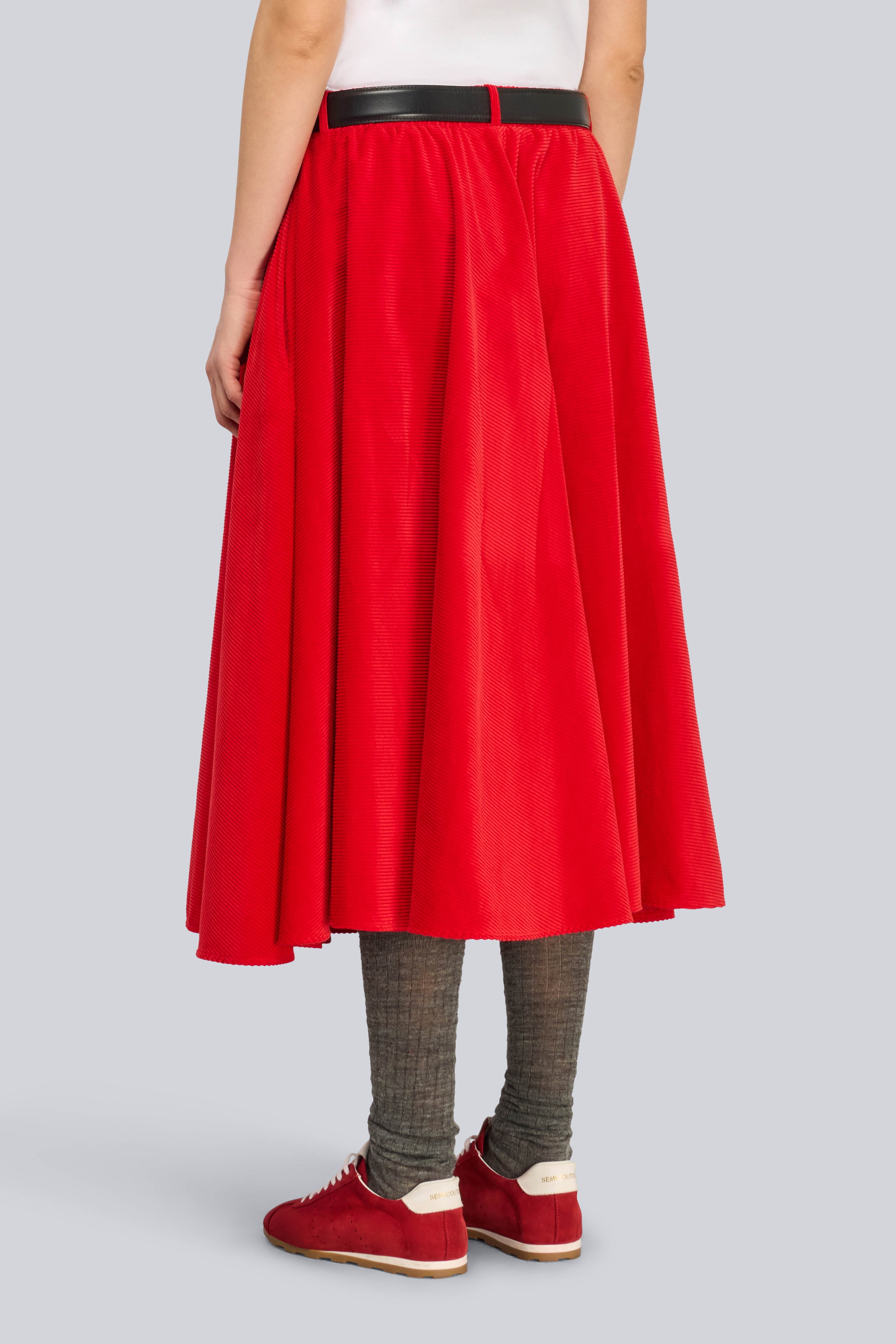 Semicouture Raquel Gonna Velluto Rosso Lacca Ampia
