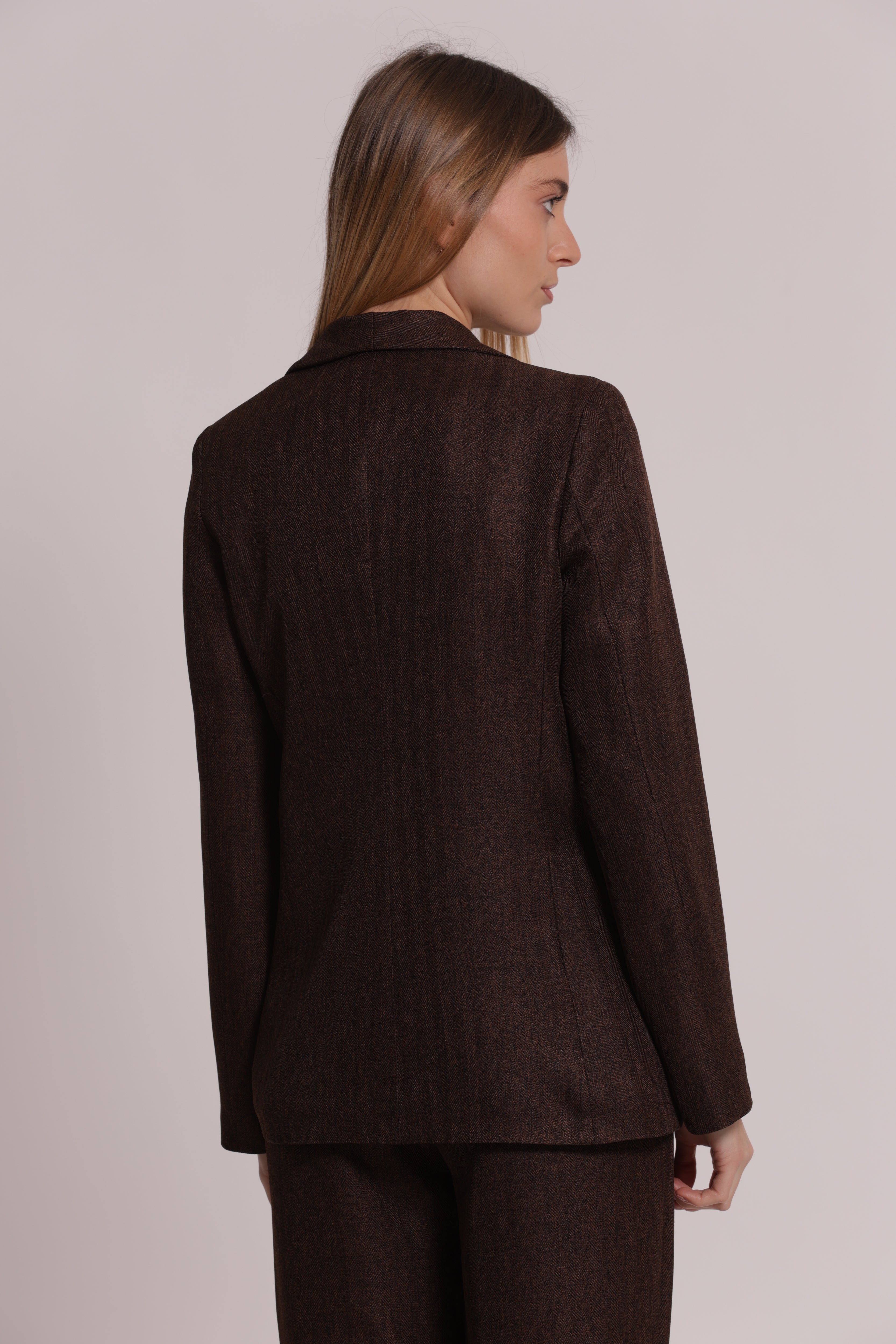 Mimi Mua Giacca Tweed Spiga di Pesce Moro