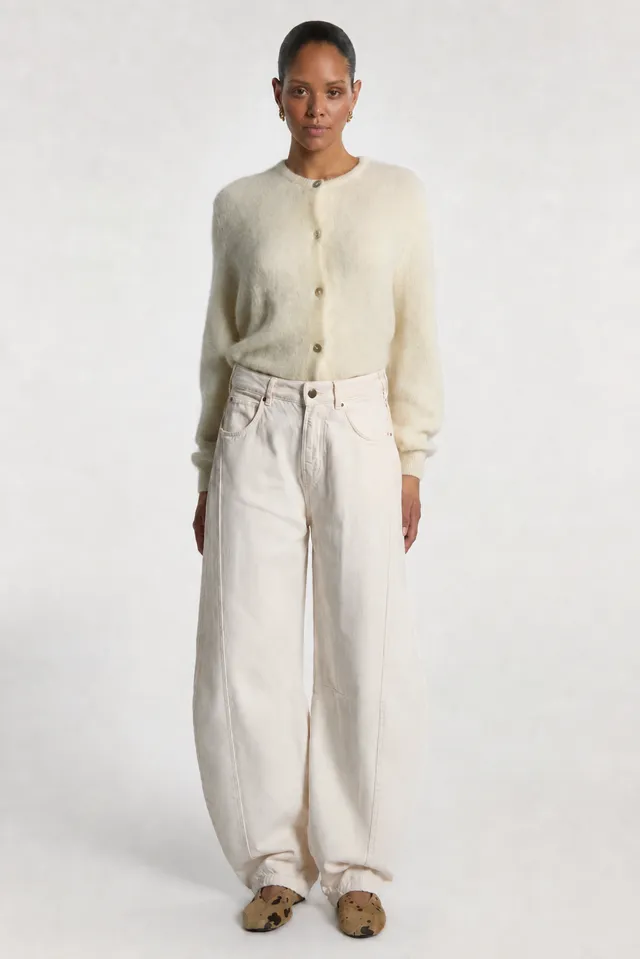 Aaiko Daley jeans cream barrel vita alta