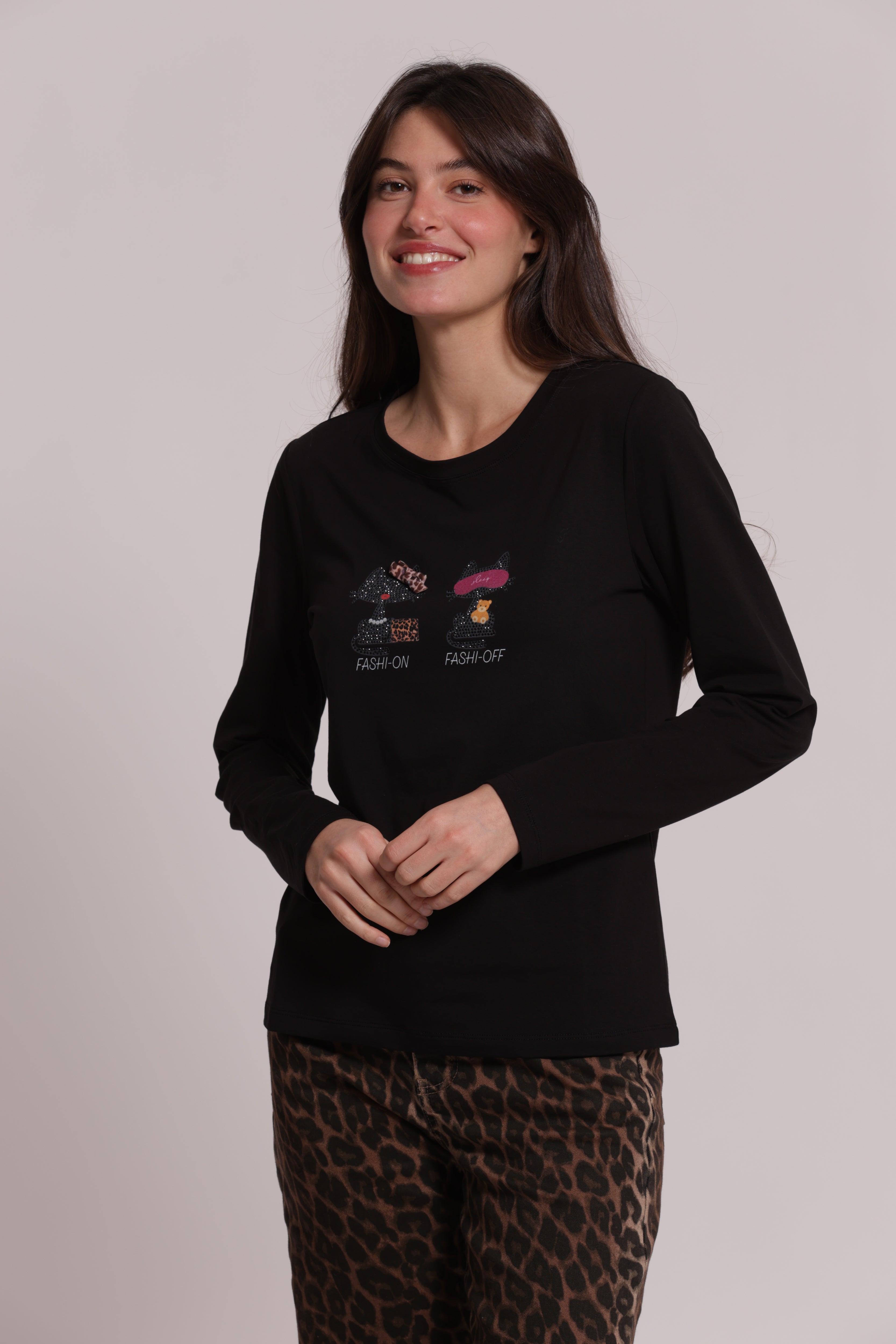 Mimi Mua Fashi-On Fashi-Off T-Shirt Maniche Lunghe