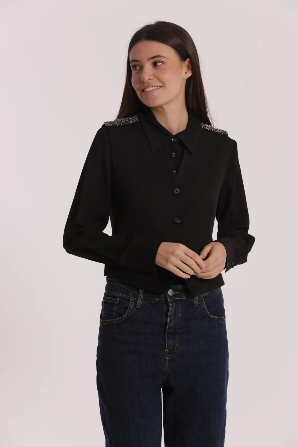 Mimi Mua gilet passamaneria ricamata nero sartoriale