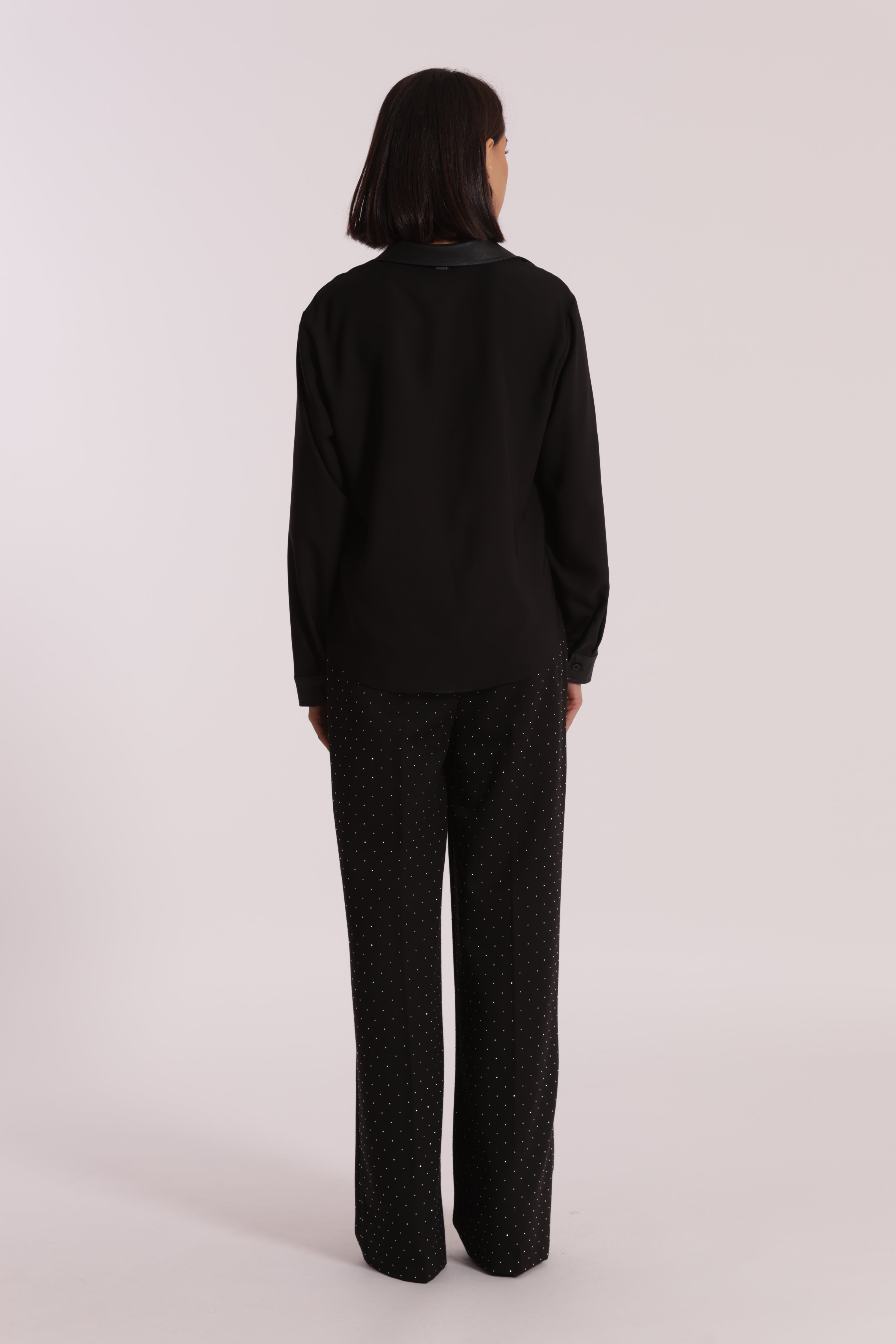 Mimi Mua pantalone palazzo strass nero