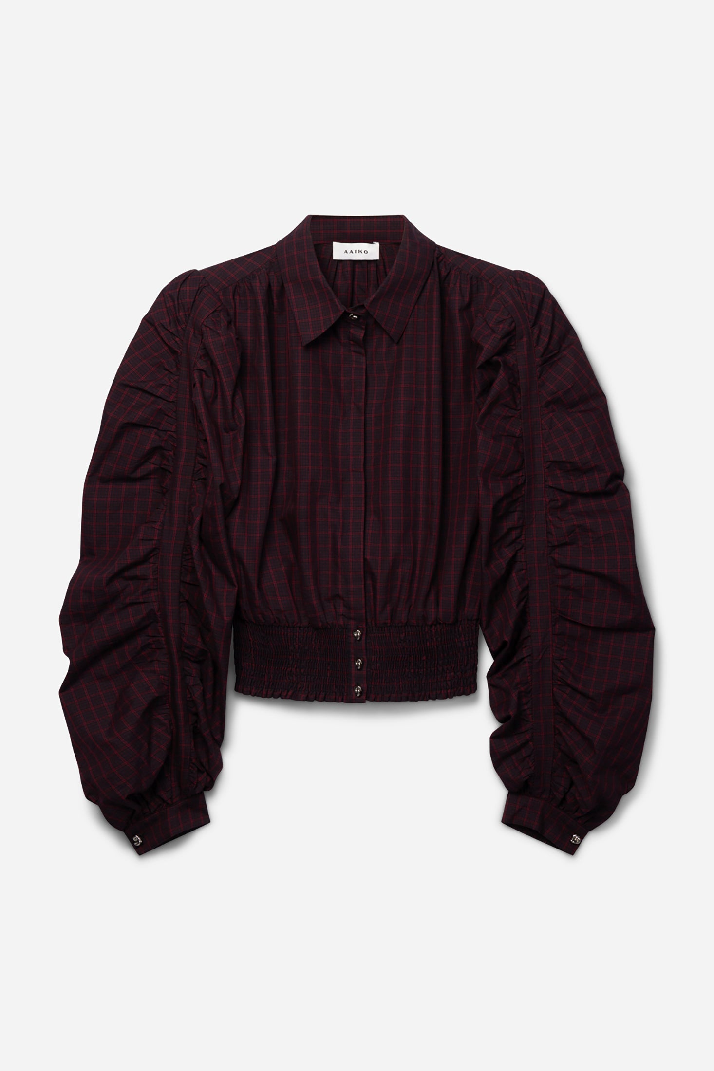 Aaiko Beaudine camicia nera quadri smock