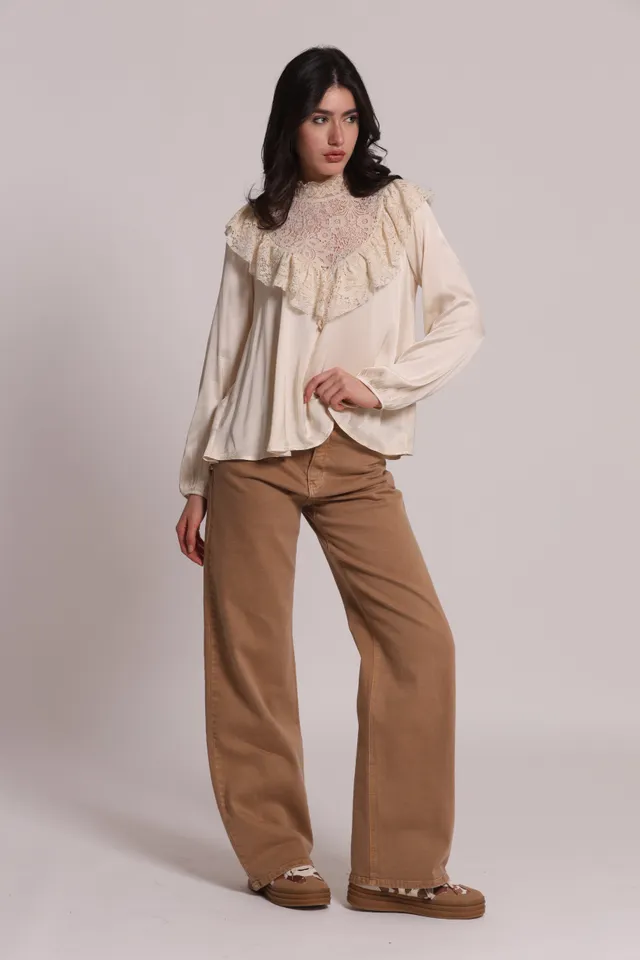 Mimi Mua Jeans Palazzo Colorato Cammello