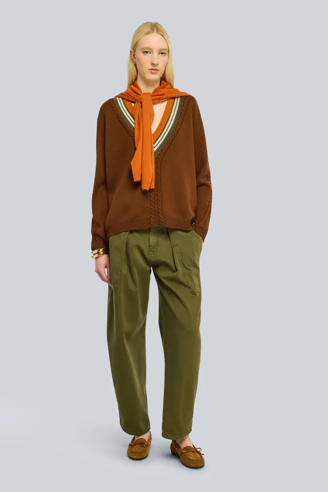 Semicouture Carley maglia scollo V cammello