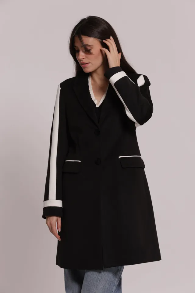 Mimi Mua Cappotto Baronetto Bicolor nero panna