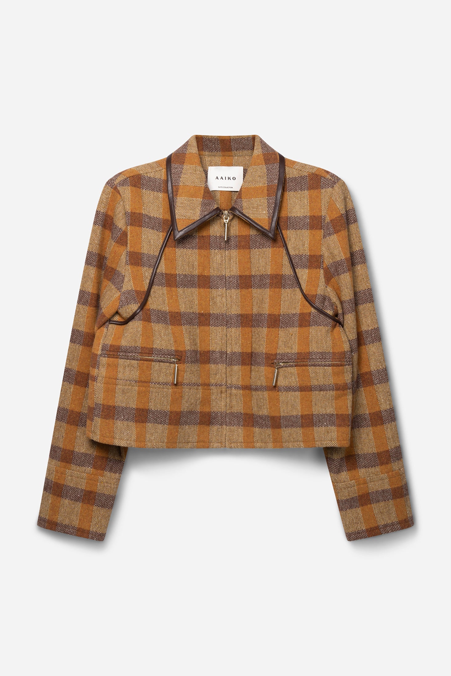 Aaiko Solin giacca quadri marrone corta donna