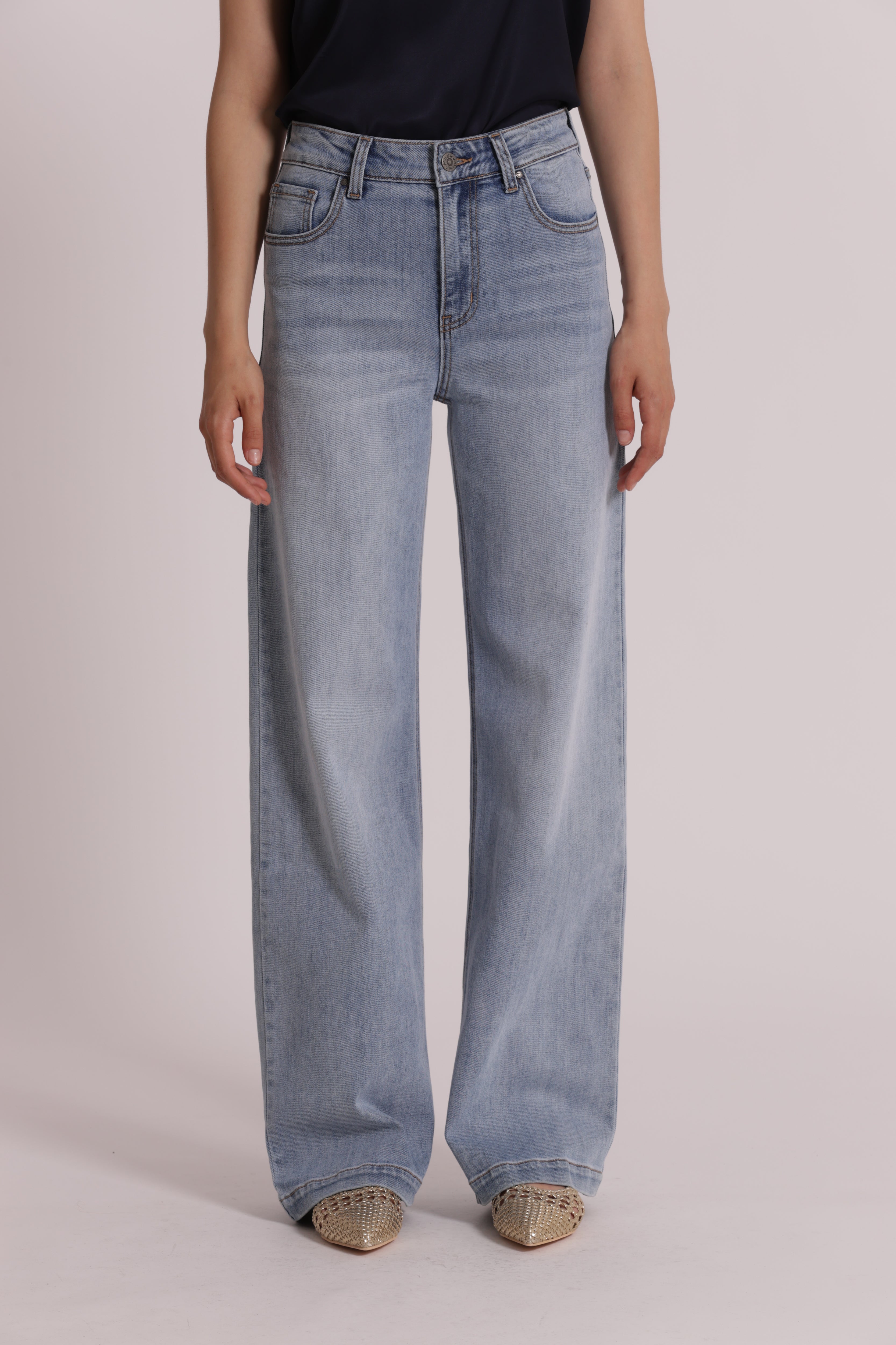 Mimi Mua Jeans Vita Alta jeans wide leg blu chiaro