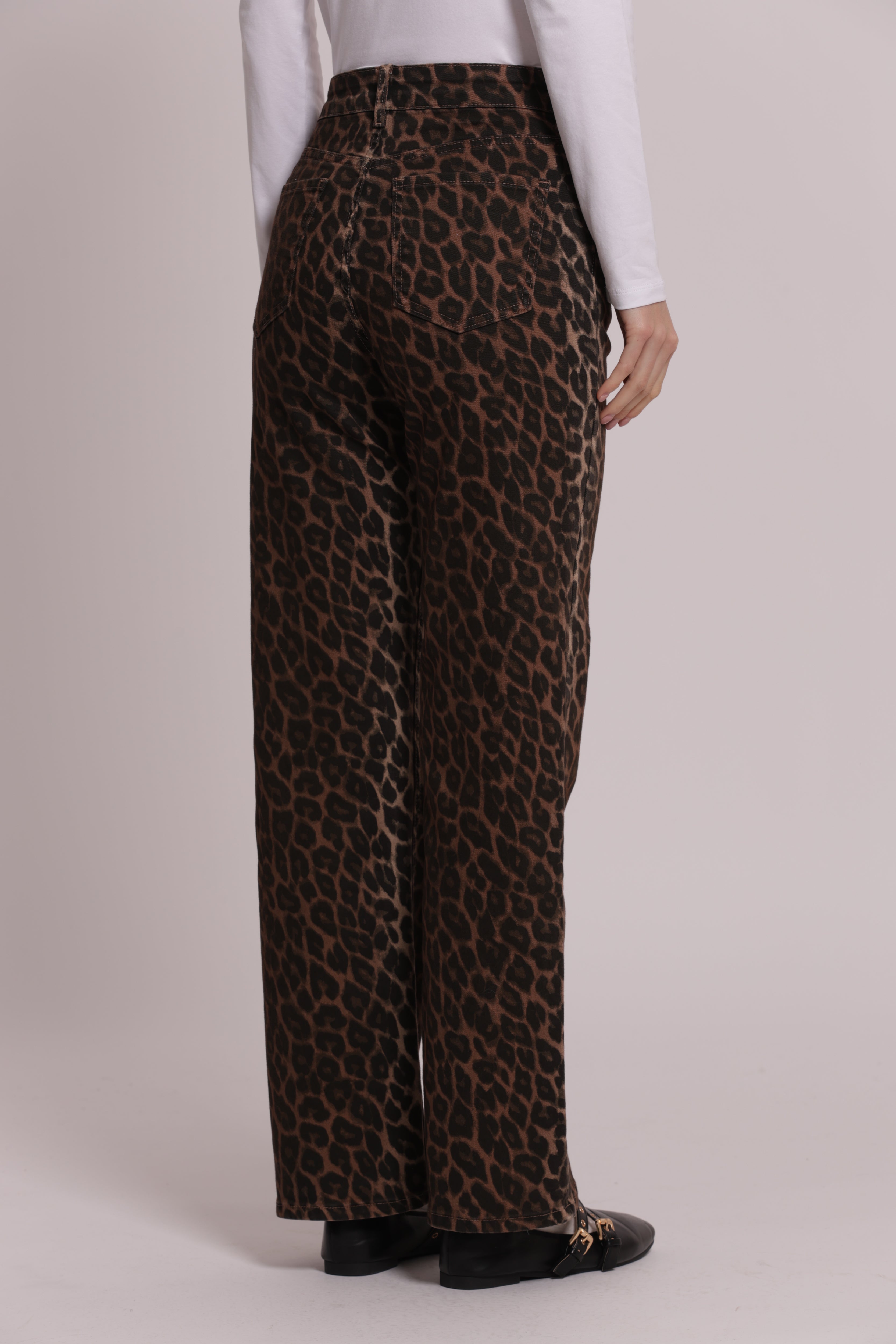 Mimi Mua Palazzo jeans animalier cammello