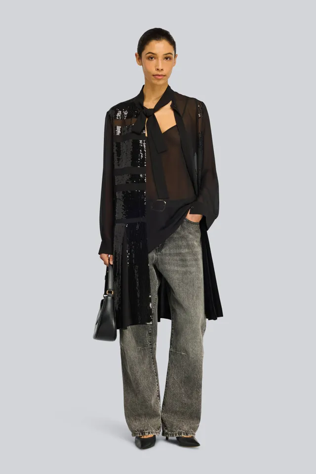 Semicouture Flo abito georgette ricamato nero