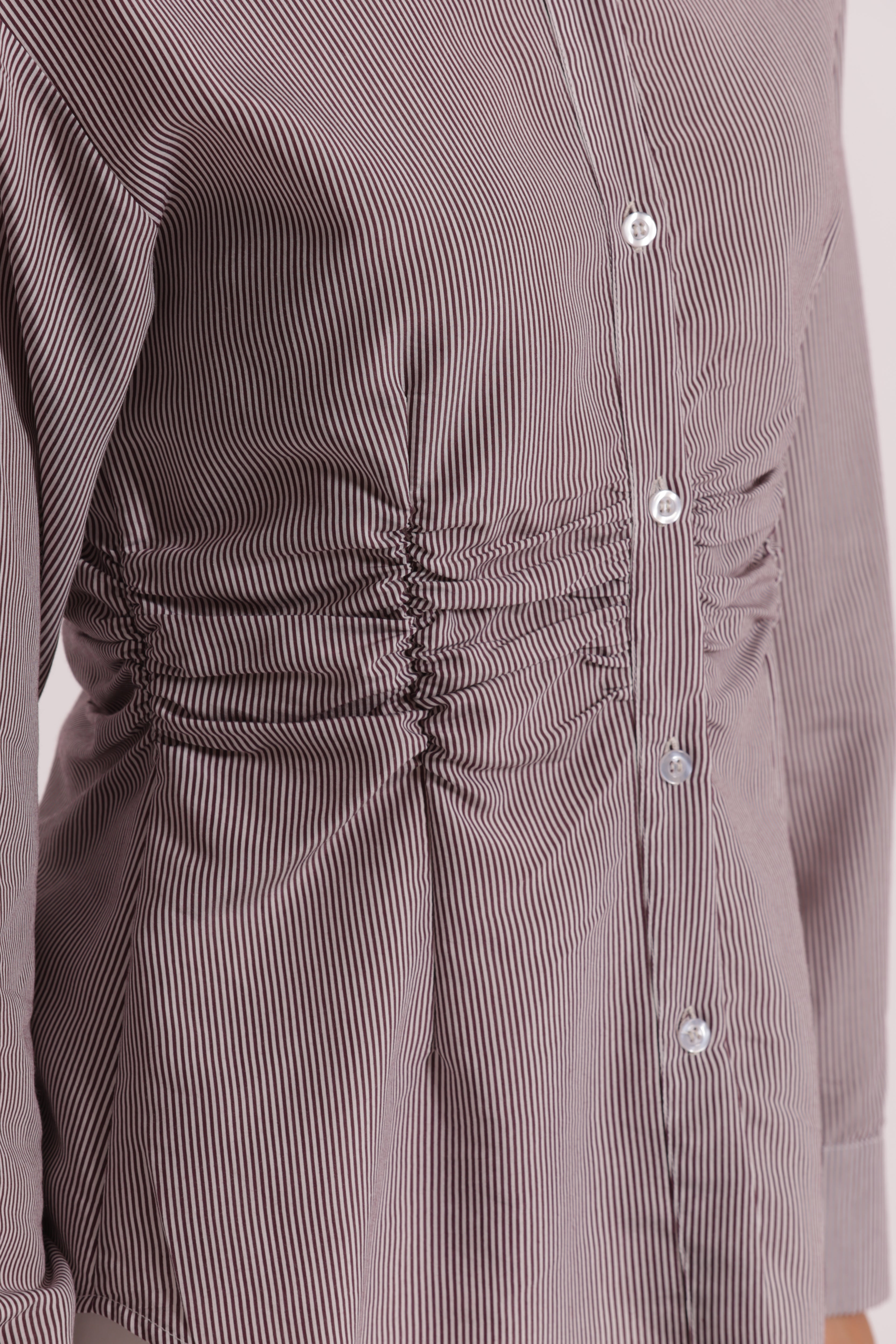 Mimi Mua Camicia Drappeggio Vita Bordeaux in Viscosa