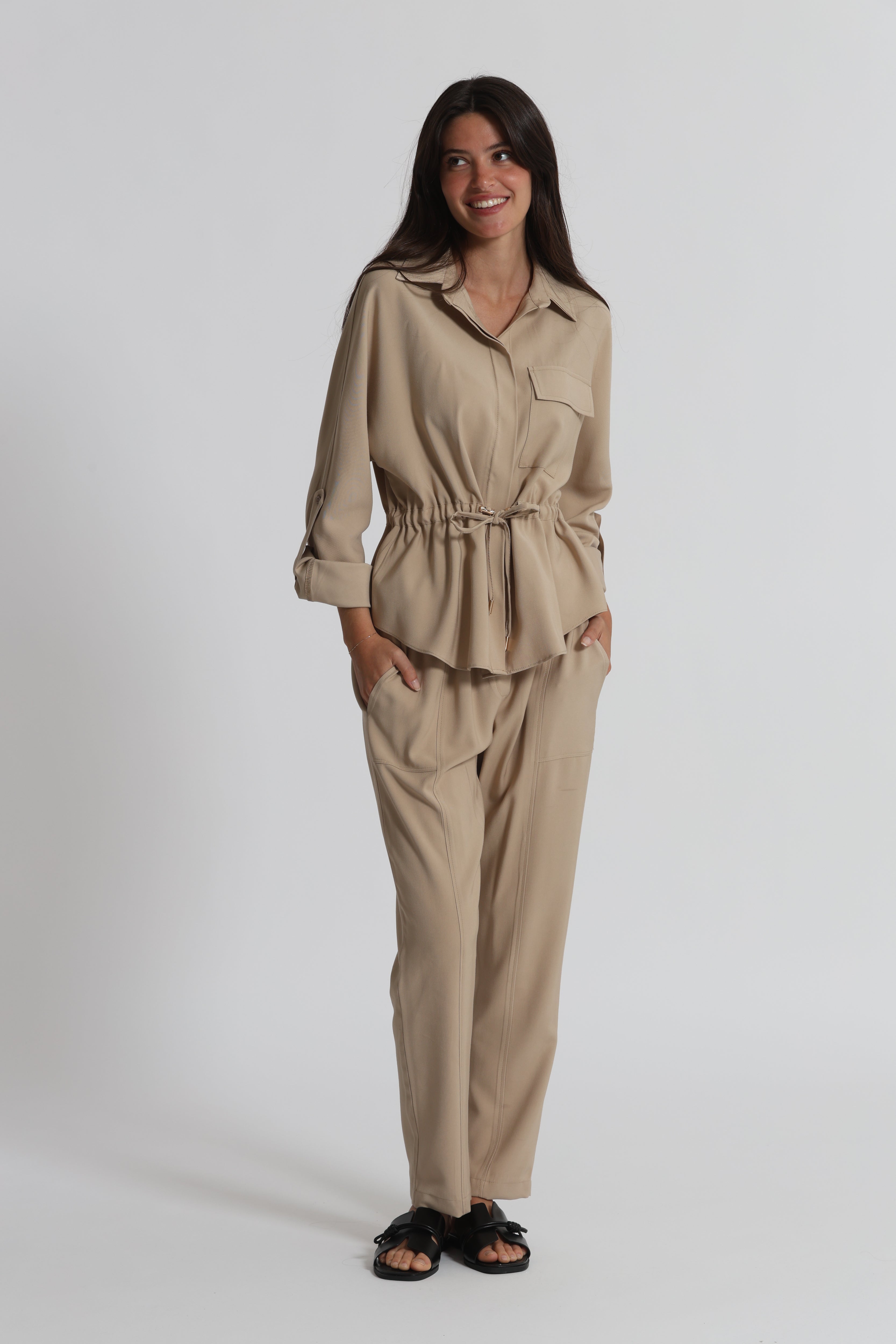 Mimi Mua pantalone con elastico pantaloni latte viscosa