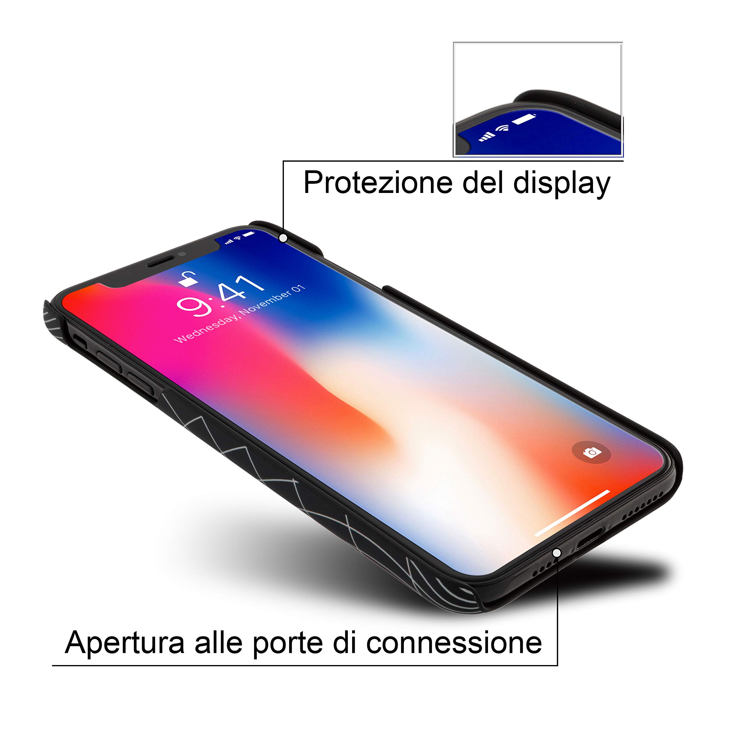 Marcelo Burlon County of Milan cover iPhone XS Max rigida con vetro 9H