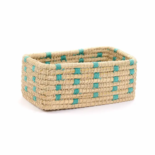 On Earth Teal cesto juta turchese 20x36 cm