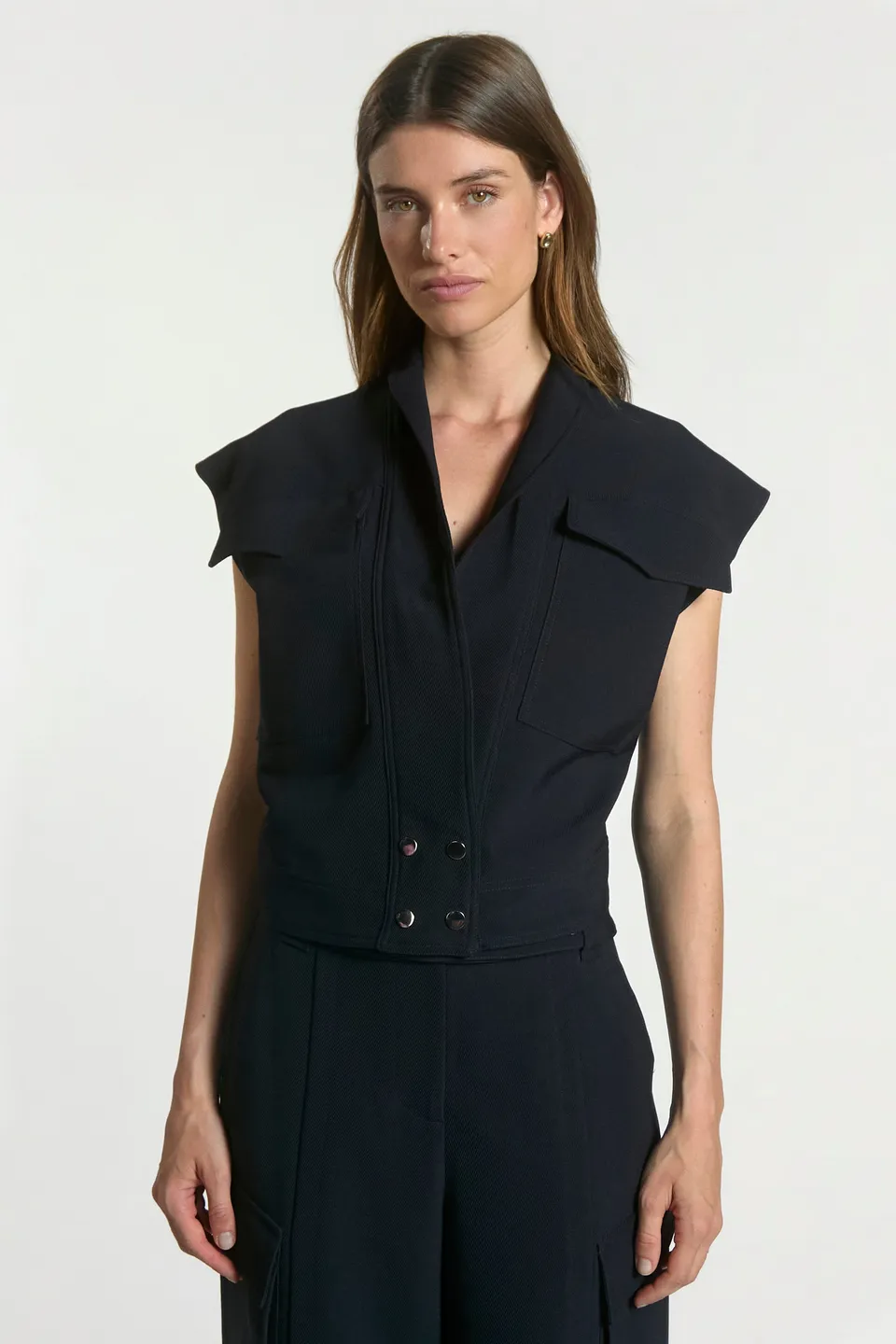 Aaiko Lies gilet doppiopetto blu notte sartoriale