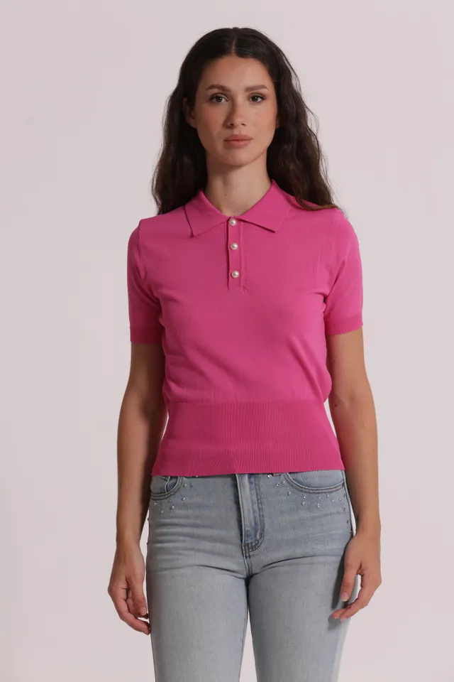 Mimi Mua polo maglia maniche corte nero viscosa