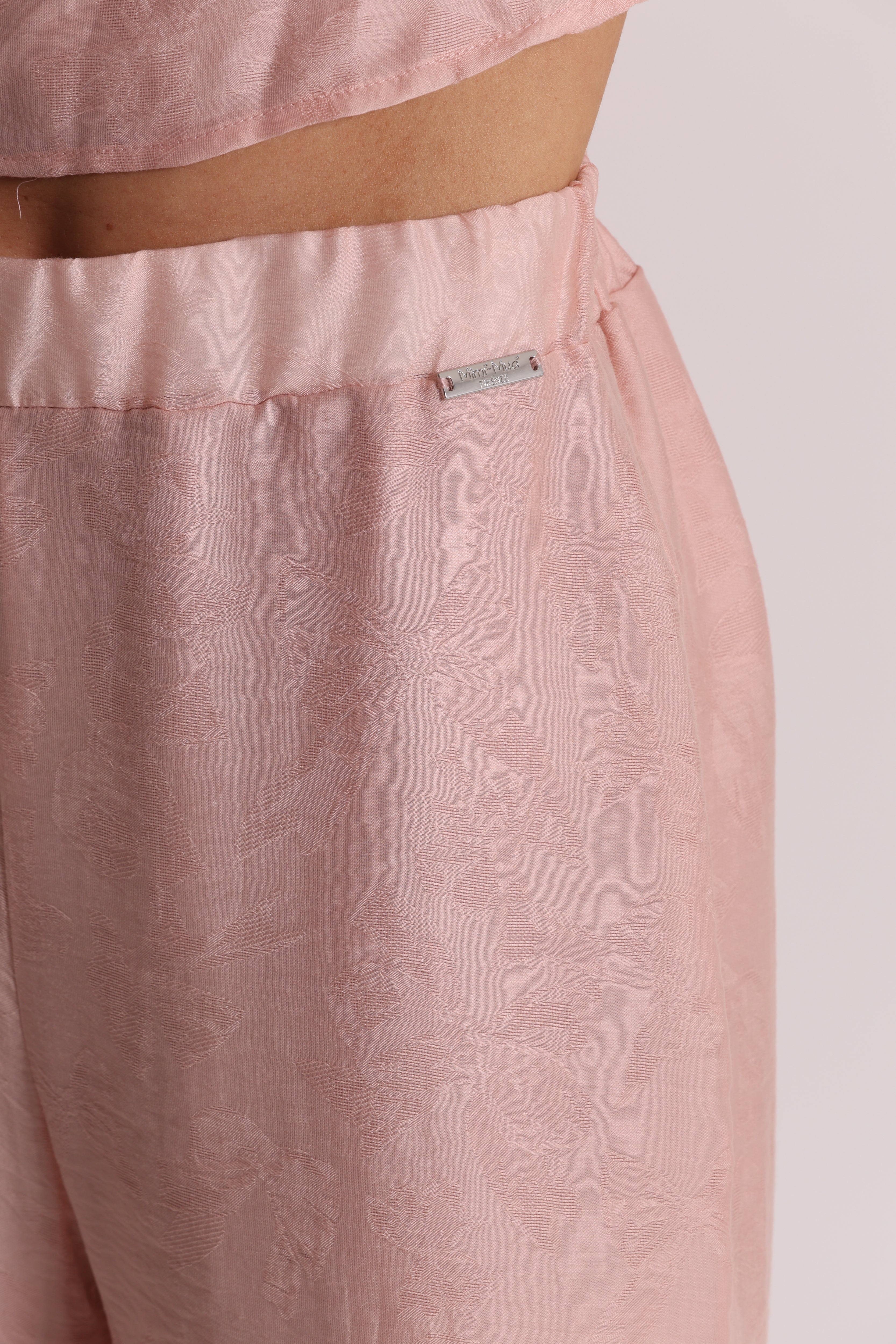 Mimi Mua Pantalone in Tessuto Jacquard Rosa