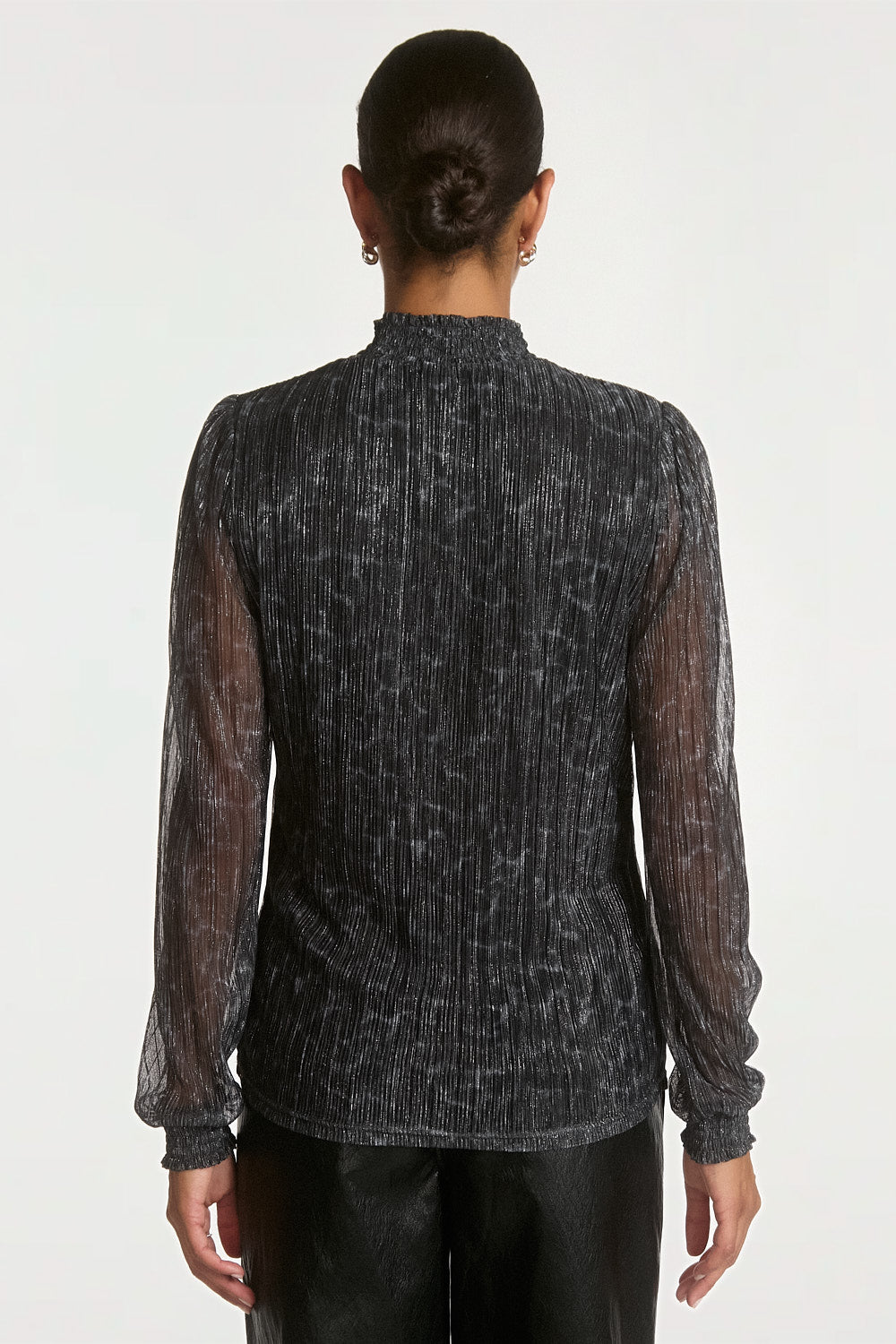 Aaiko Tory top blu animalier plissettato