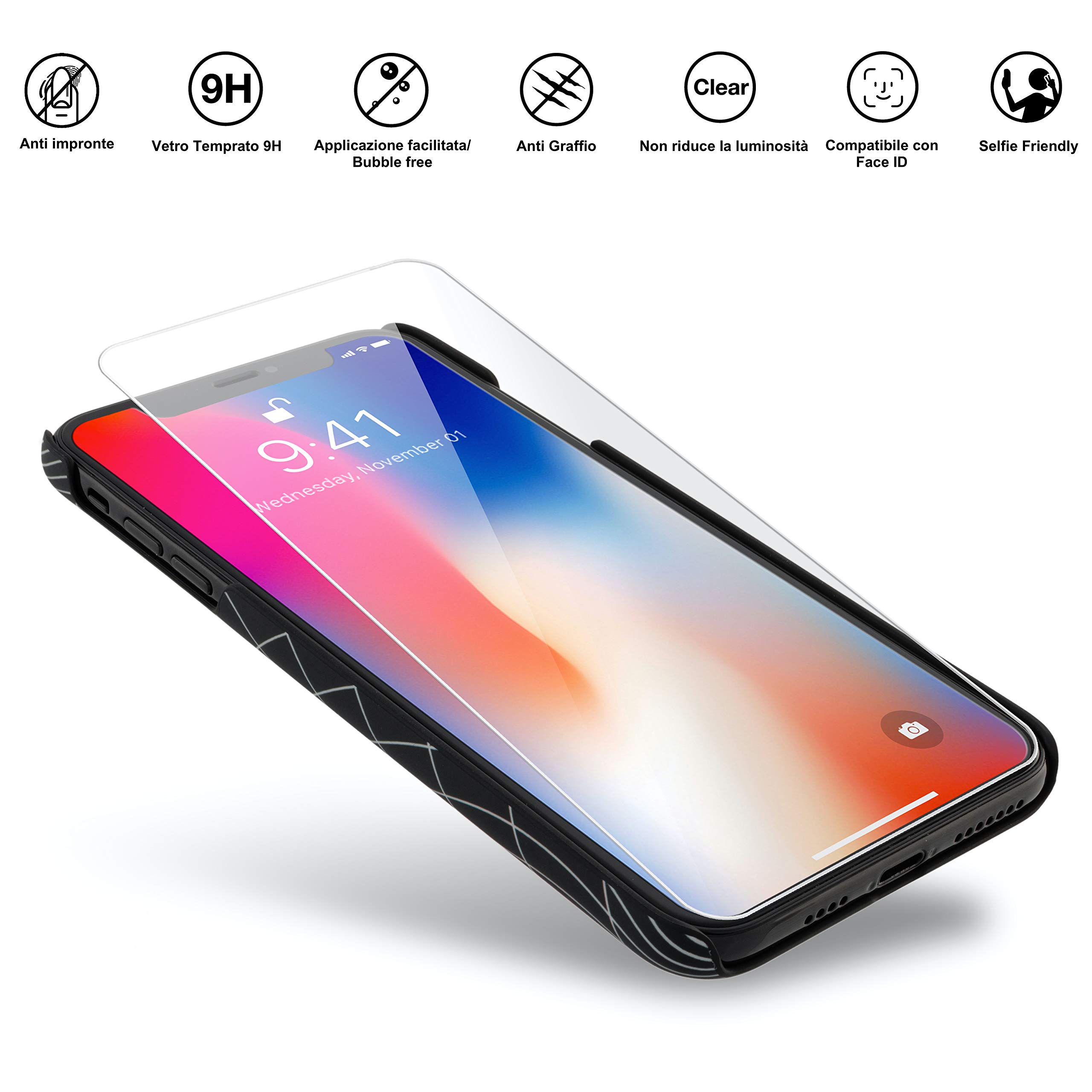 Marcelo Burlon County of Milan cover iPhone XS Max rigida con vetro 9H