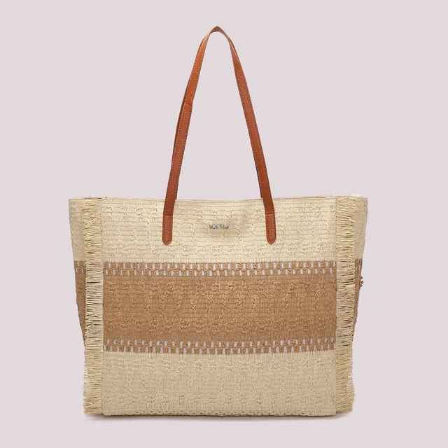 Mimi Mua Shopper borsa caffè striscia colorata