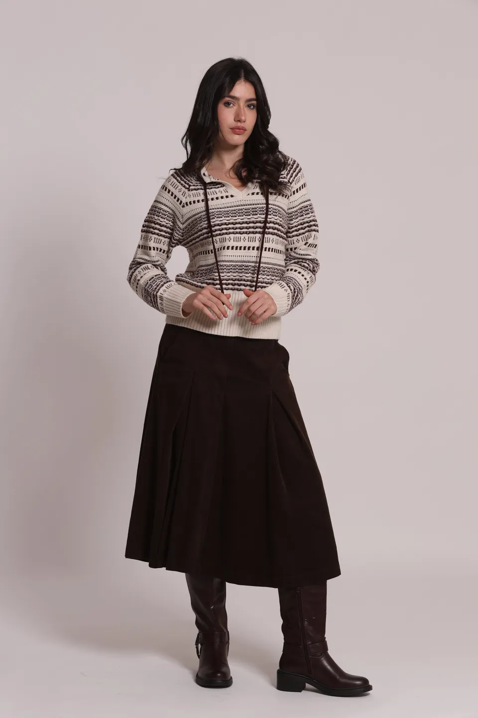 Mimi Mua maglia dettagli contrasto panna taglia S